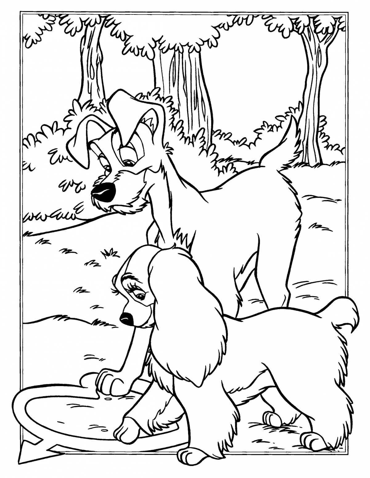 Cute fox and dog coloring pages