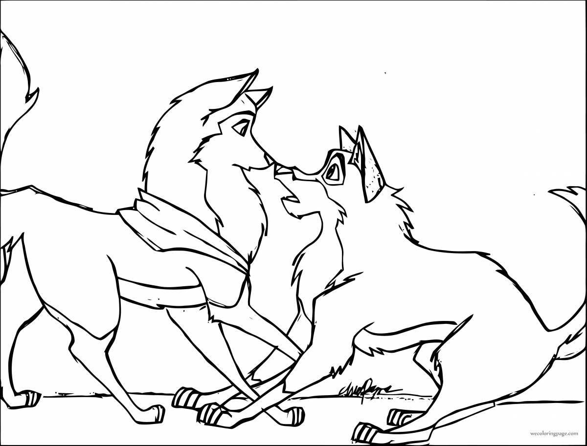 Fun coloring fox and dog