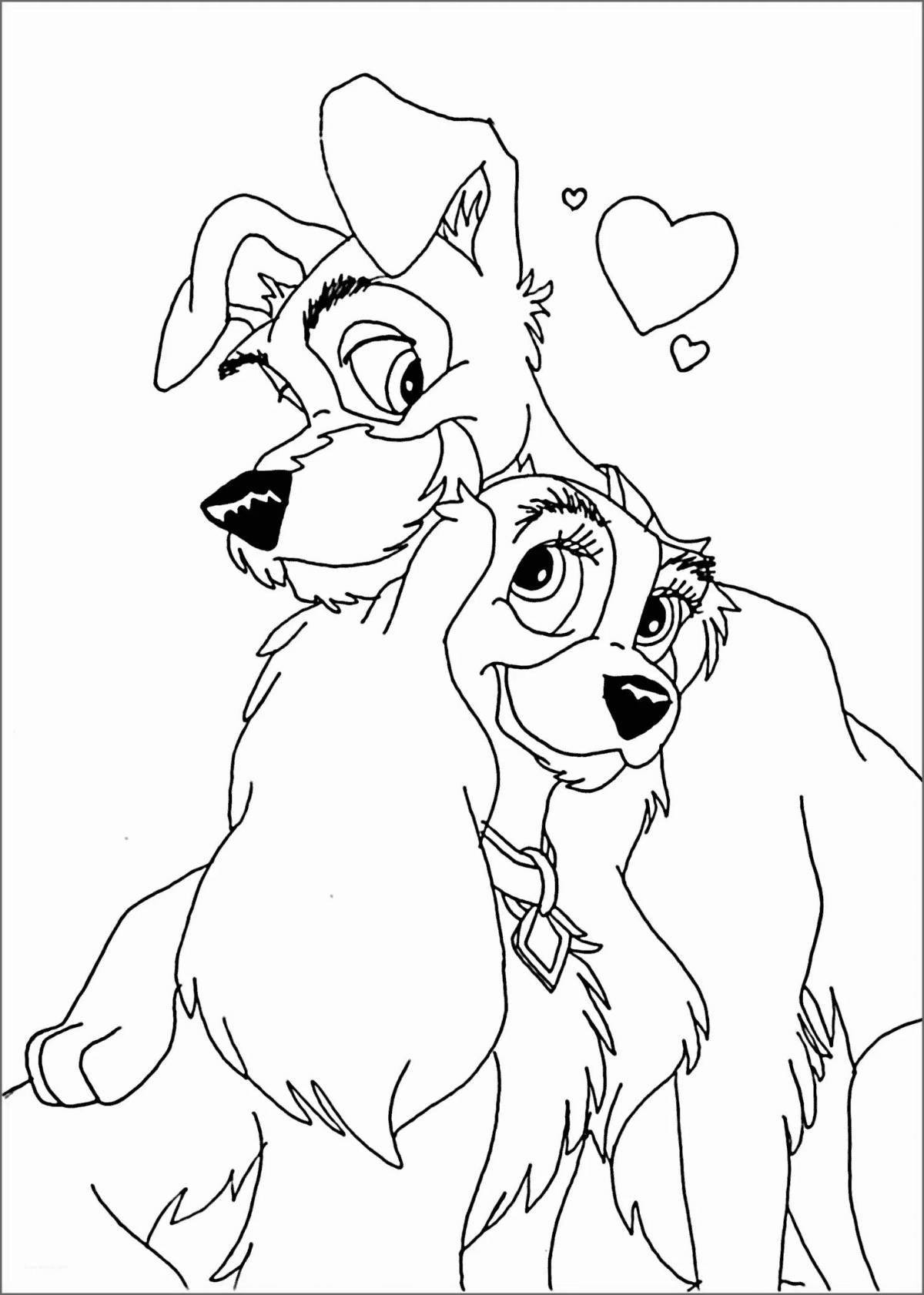 Delightful fox and dog coloring book