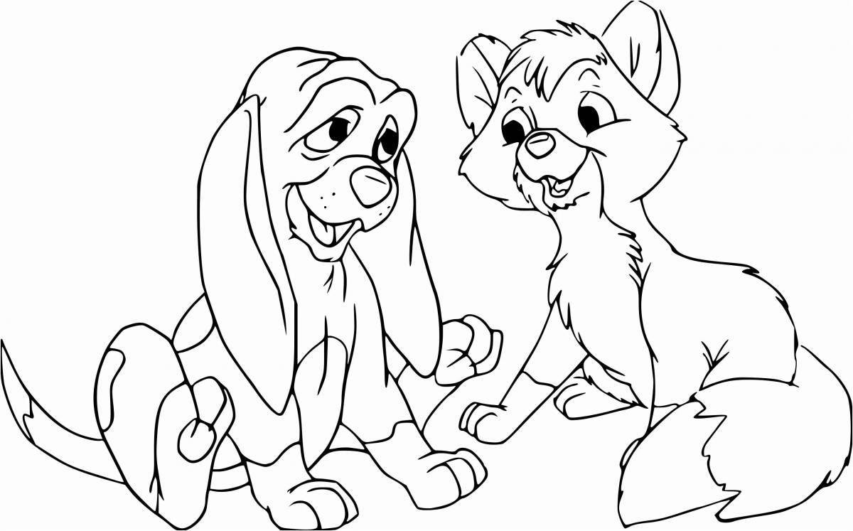 Attractive fox and dog coloring