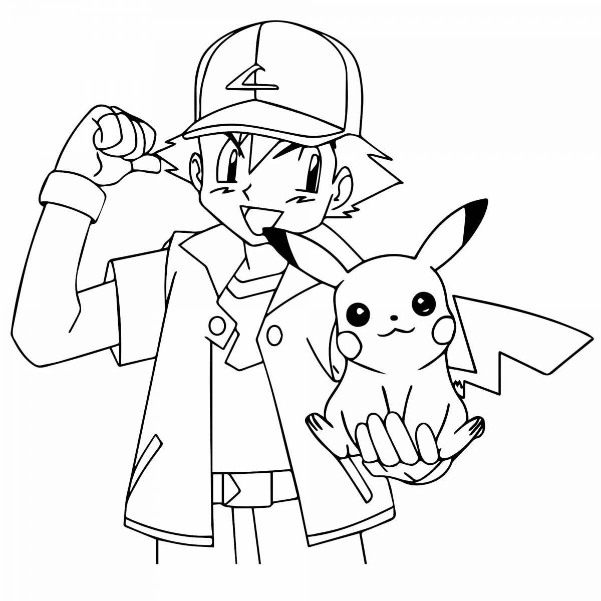 Playful coloring of pikachu in a cap