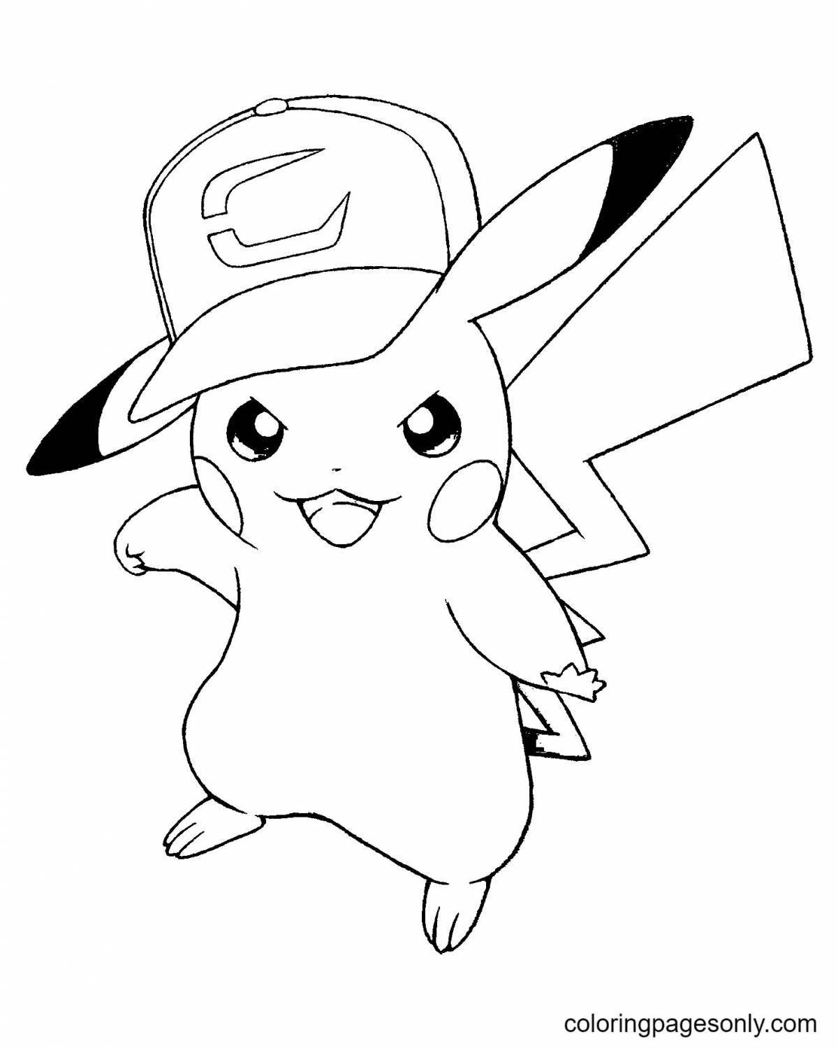 Nice coloring of Pikachu in a cap