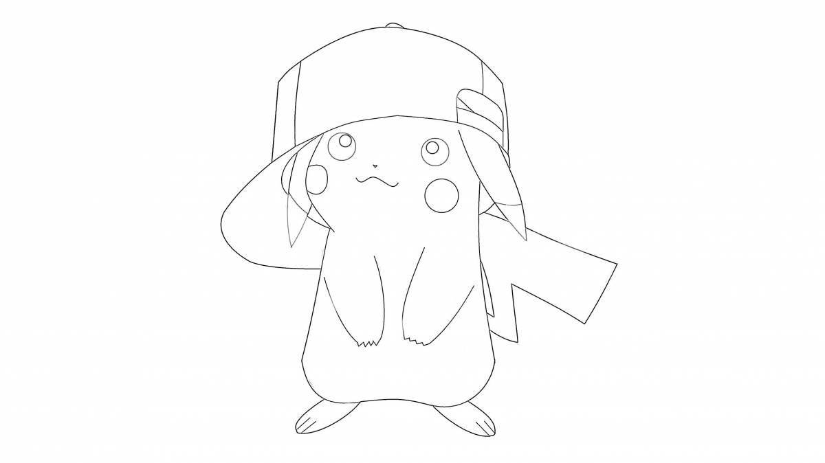 Fancy coloring of Pikachu wearing a cap