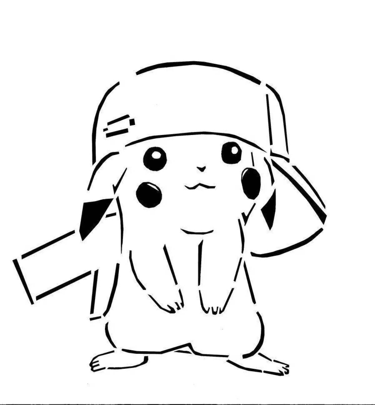 Refreshing coloring of pikachu in a cap