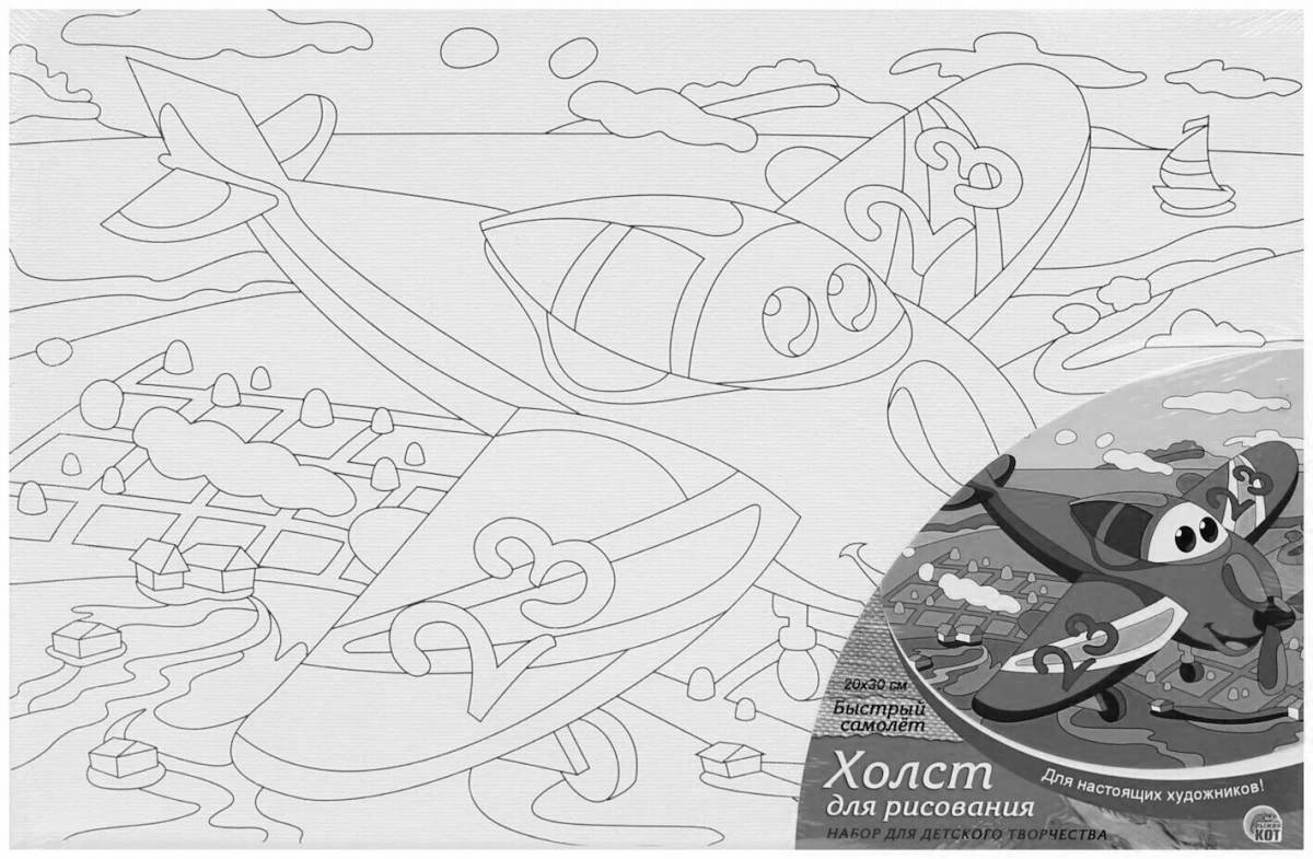 Coloring page with numbers of funny planes