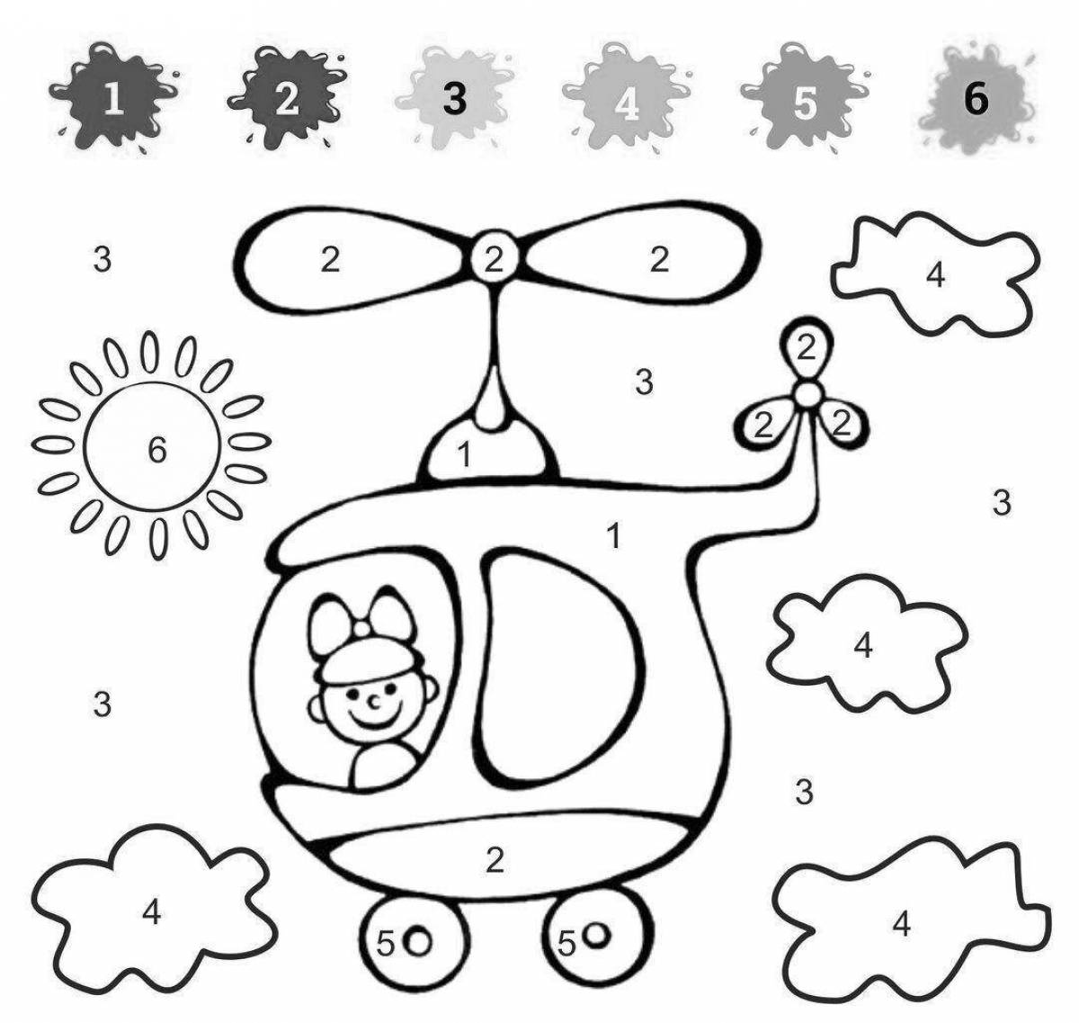 Witty aircraft numbers coloring page