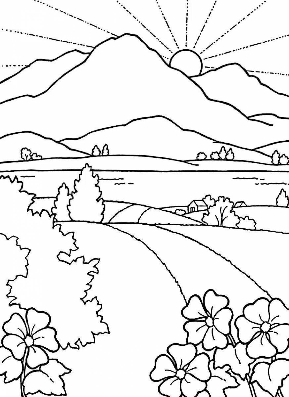 Exciting native landscape coloring book