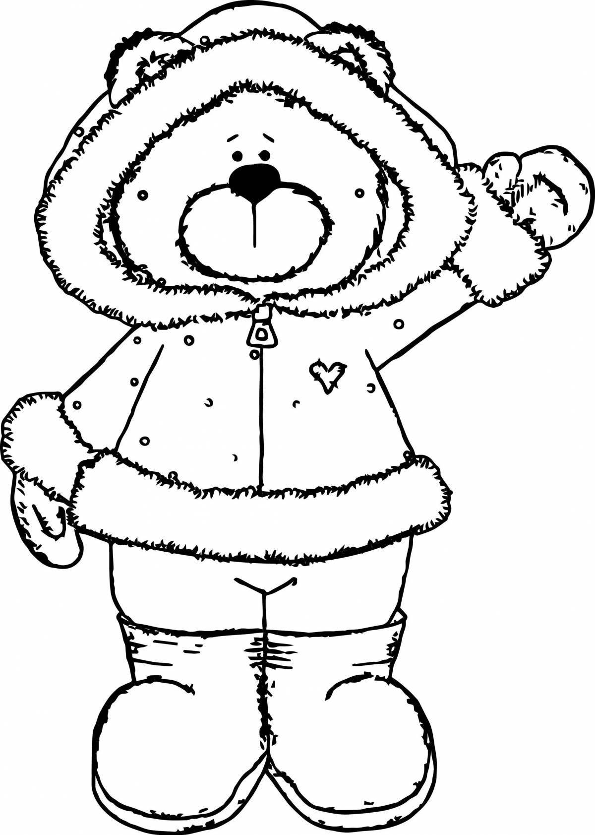 Playful bear with clothes