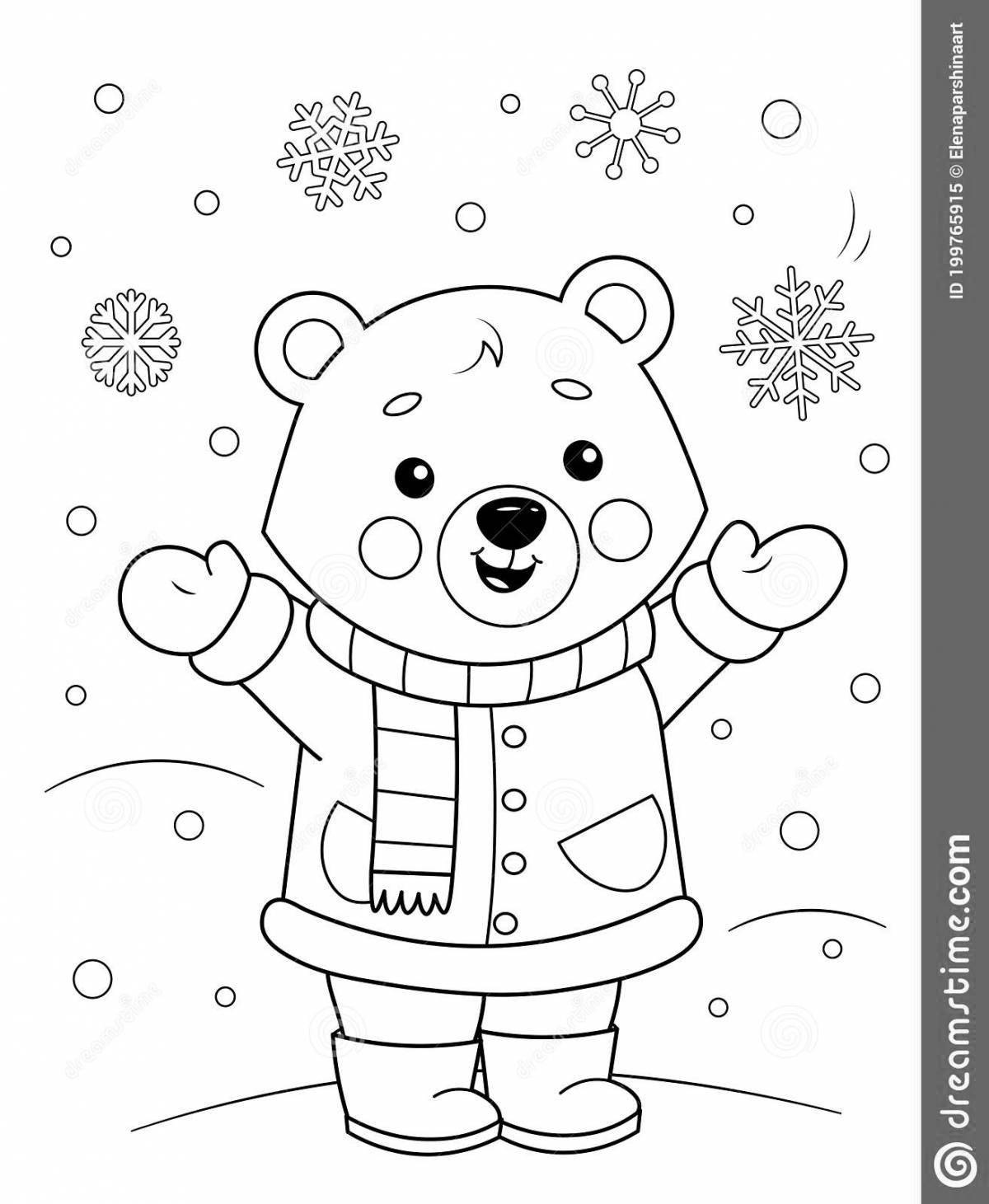 Bright bear with clothes