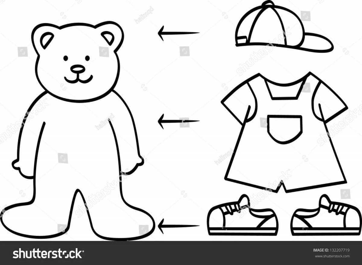A busy bear with clothes