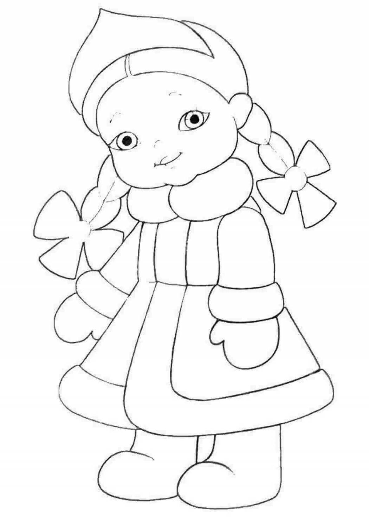 Dazzling coloring girl in a fur coat
