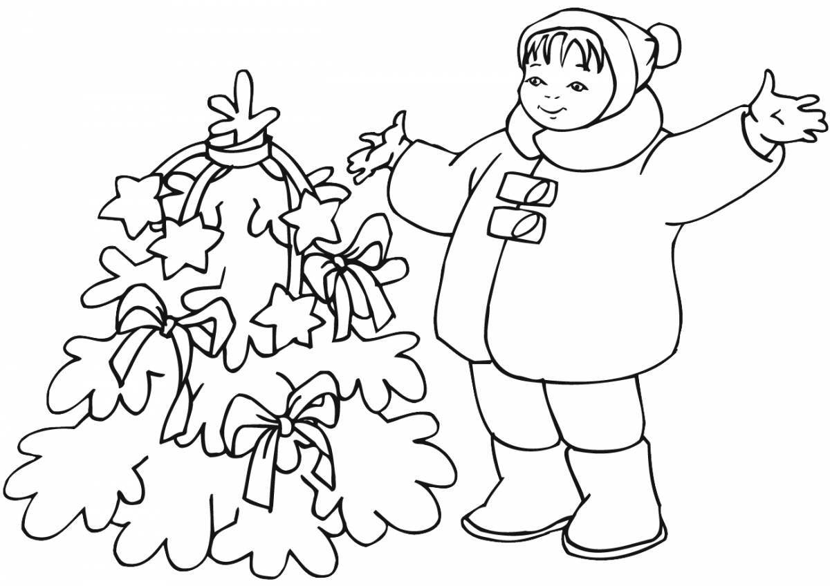 Glamor coloring girl in a fur coat