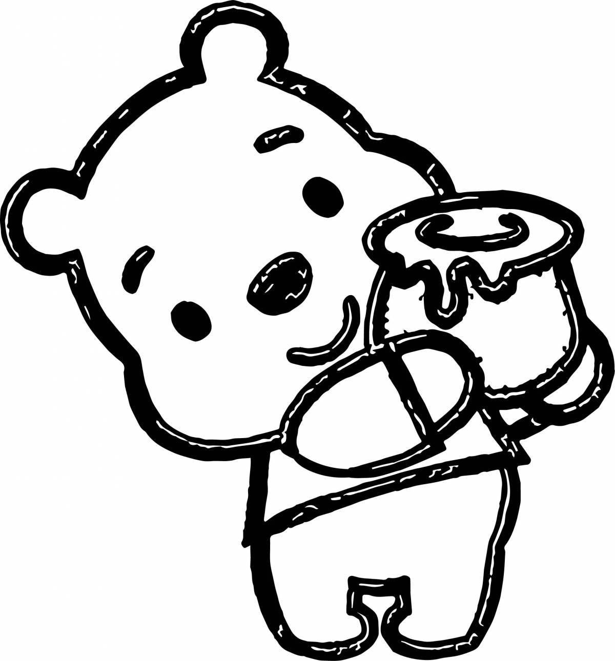Adorable bear with honey coloring book
