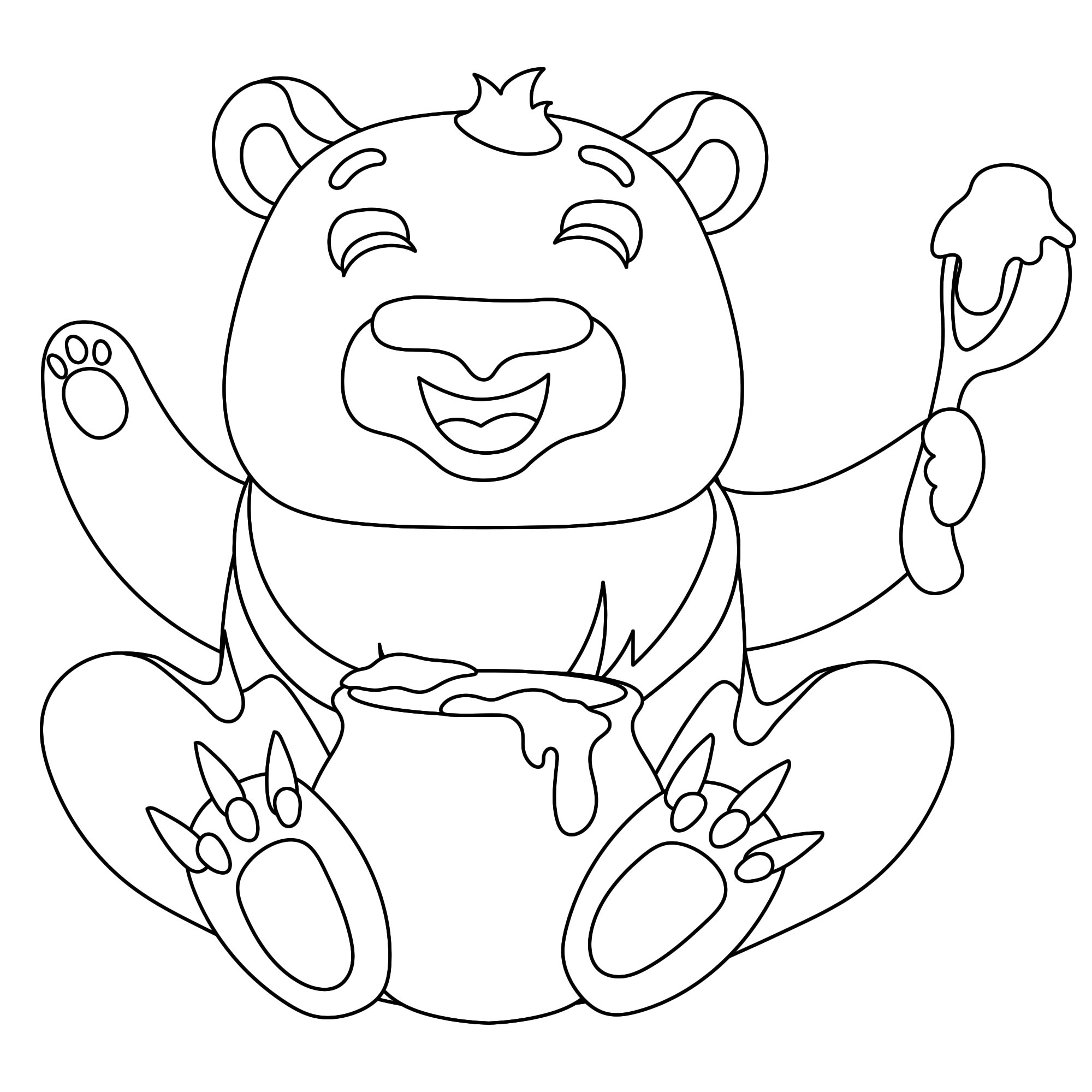 Раскраска волшебный медведь с медом