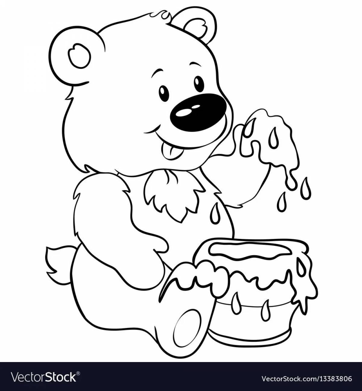 Раскраска потрясающий медведь с медом
