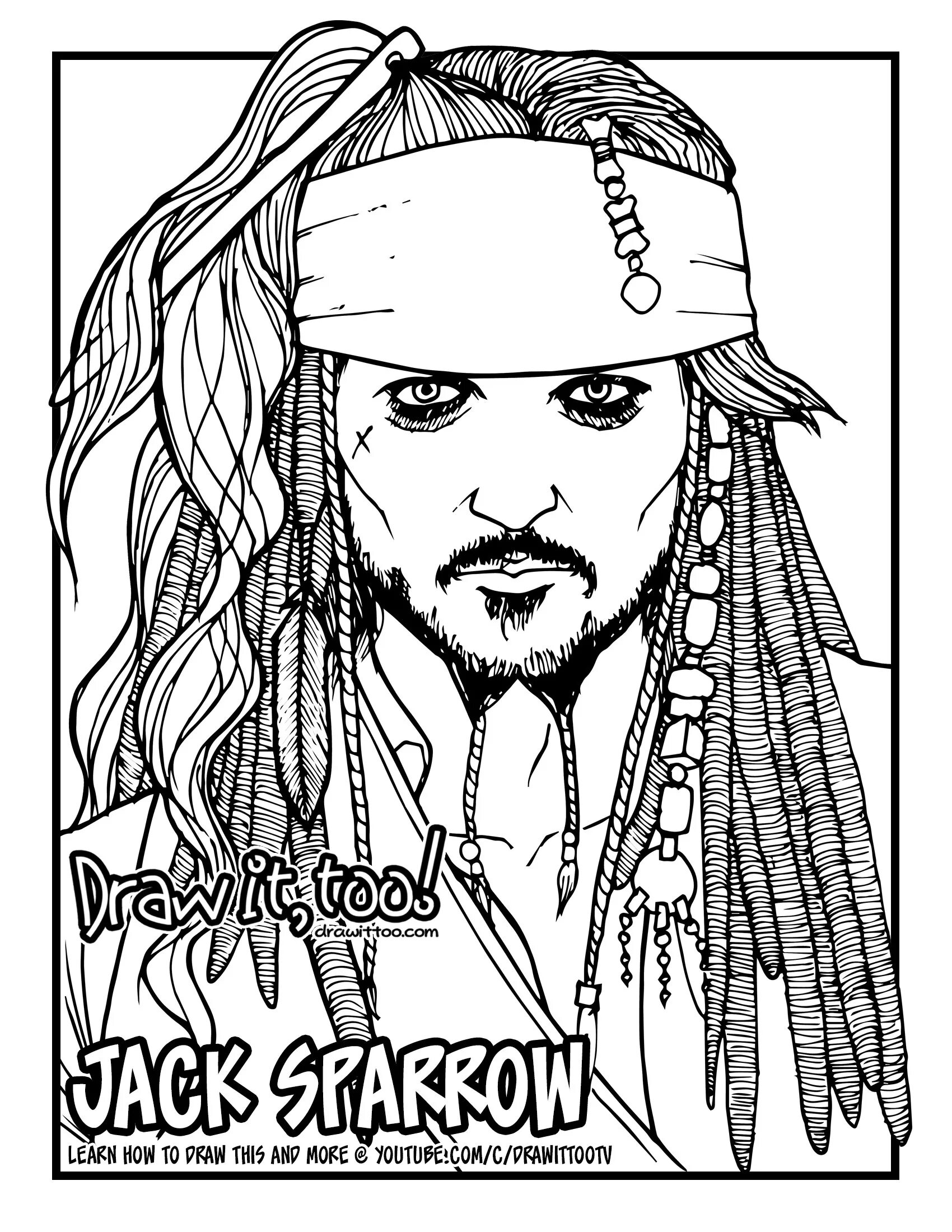 Glowing Jack Sparrow coloring page