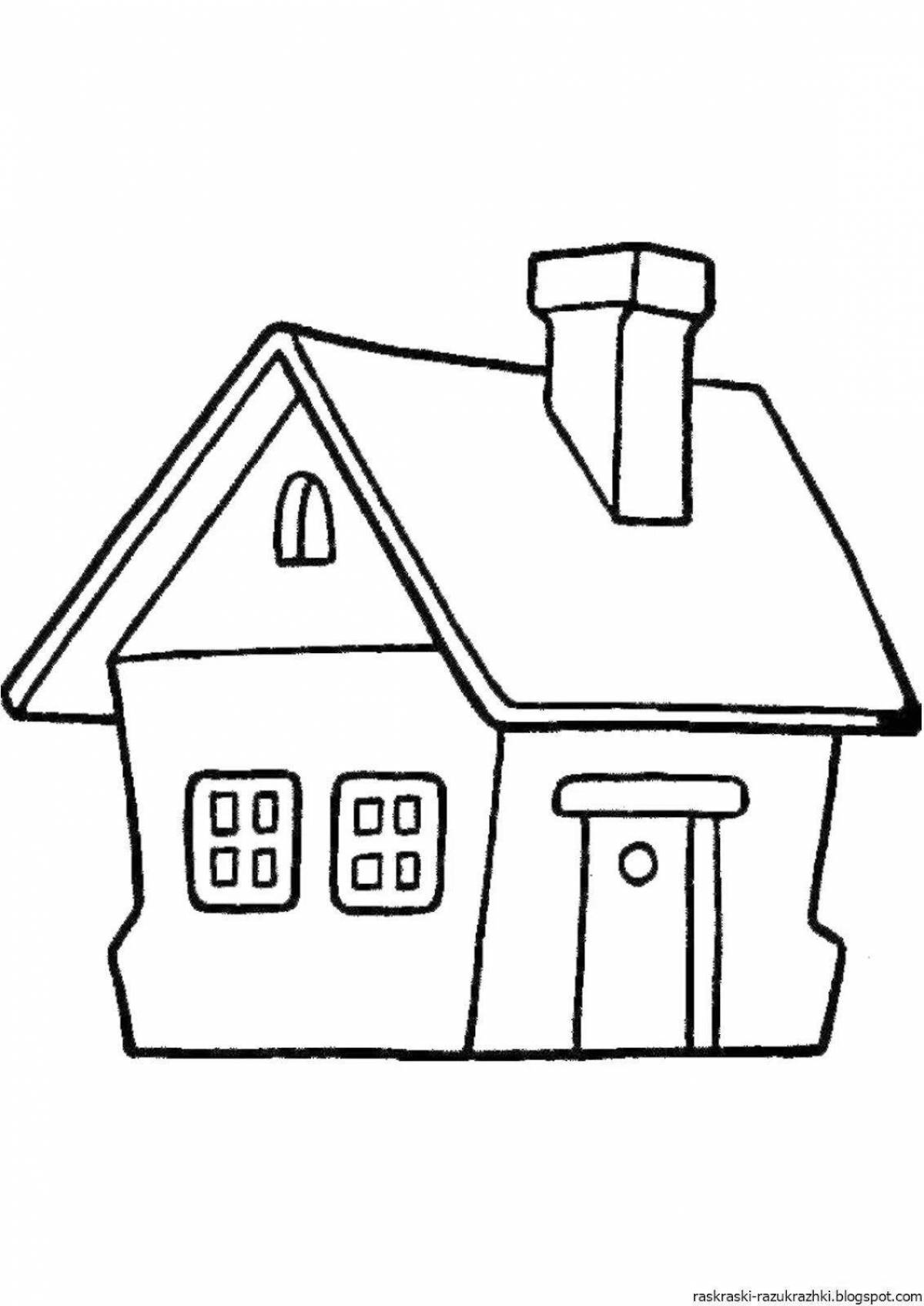 Children's fun house drawing sheet