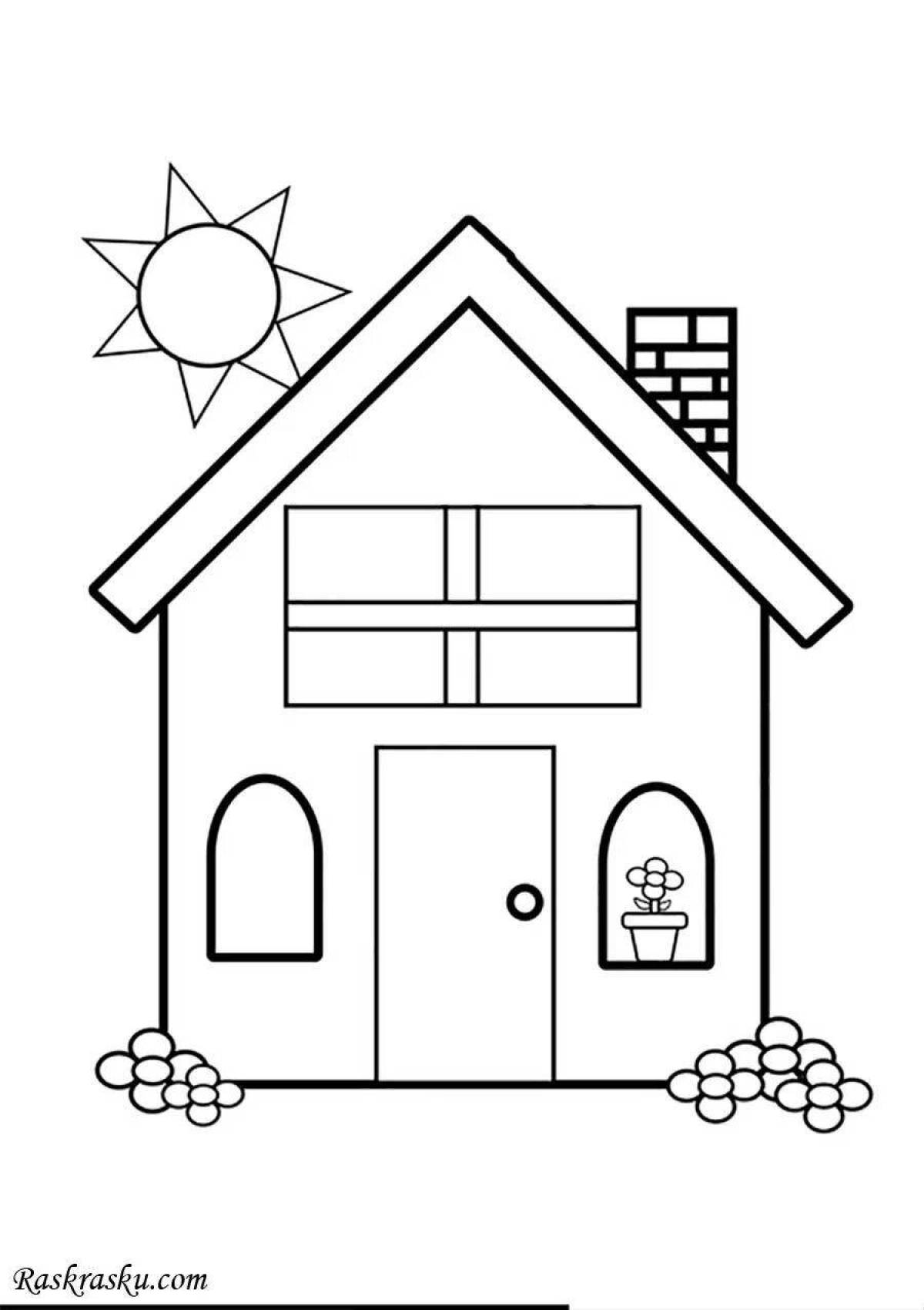 Adorable house drawing sheet for kids