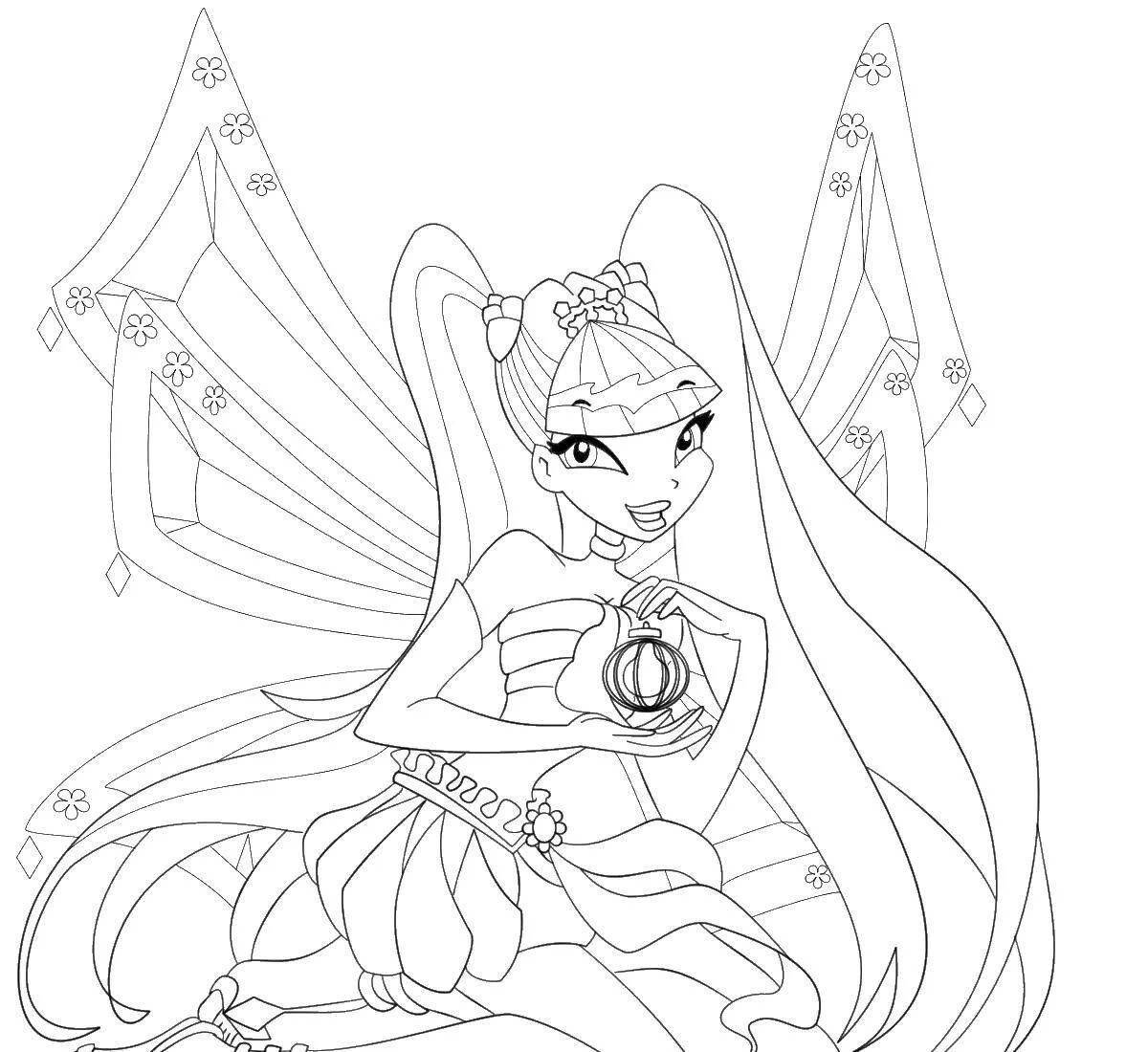 Lovely winx stella coloring page