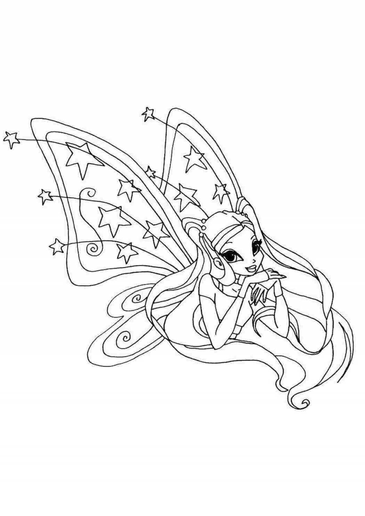 Photo Colorful Winx Stella Coloring Page