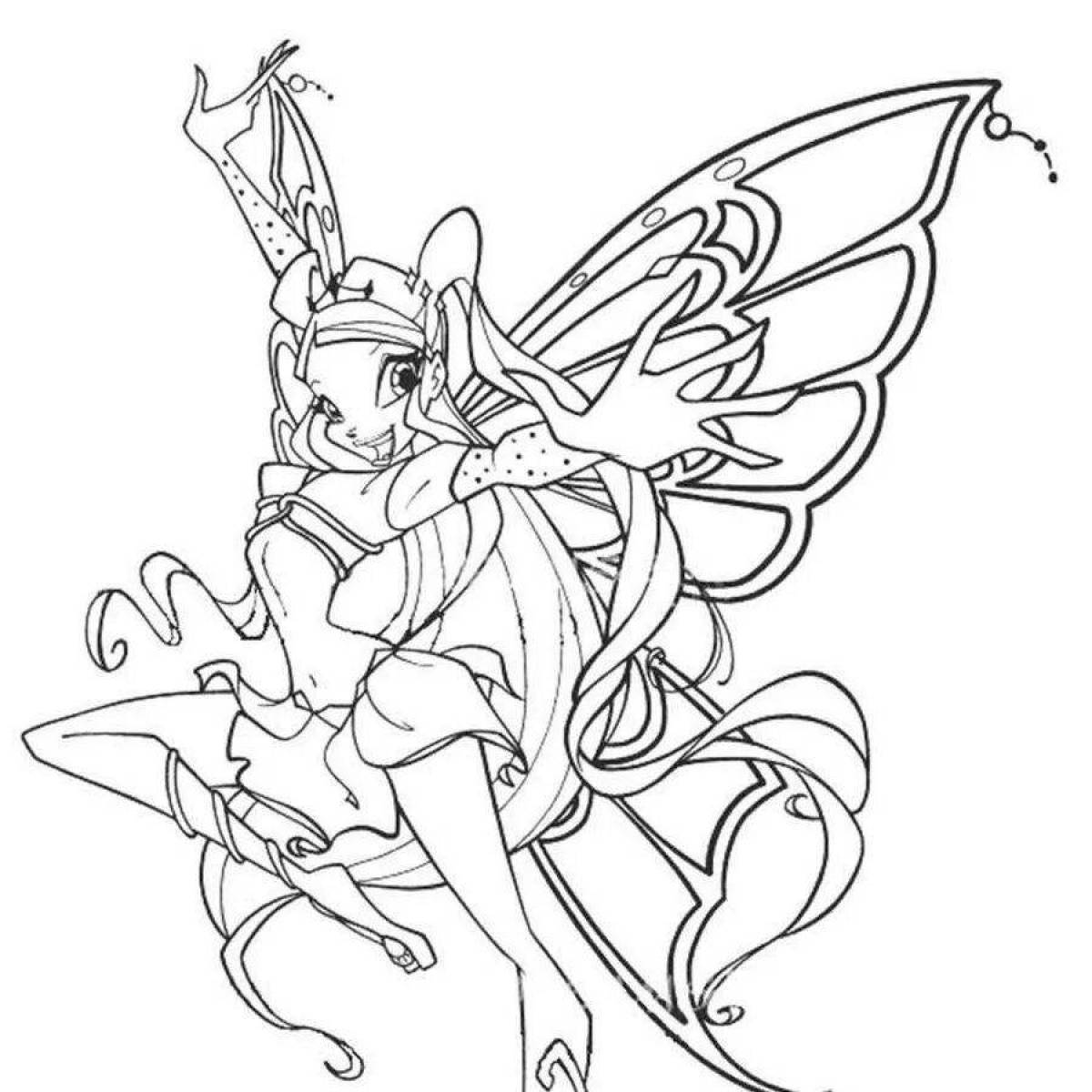 Coloring book fluttering winx stella