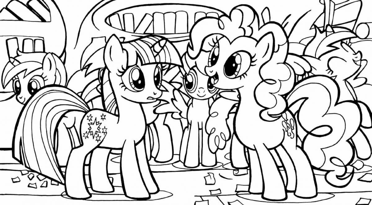 Colorful cartoon pony coloring page