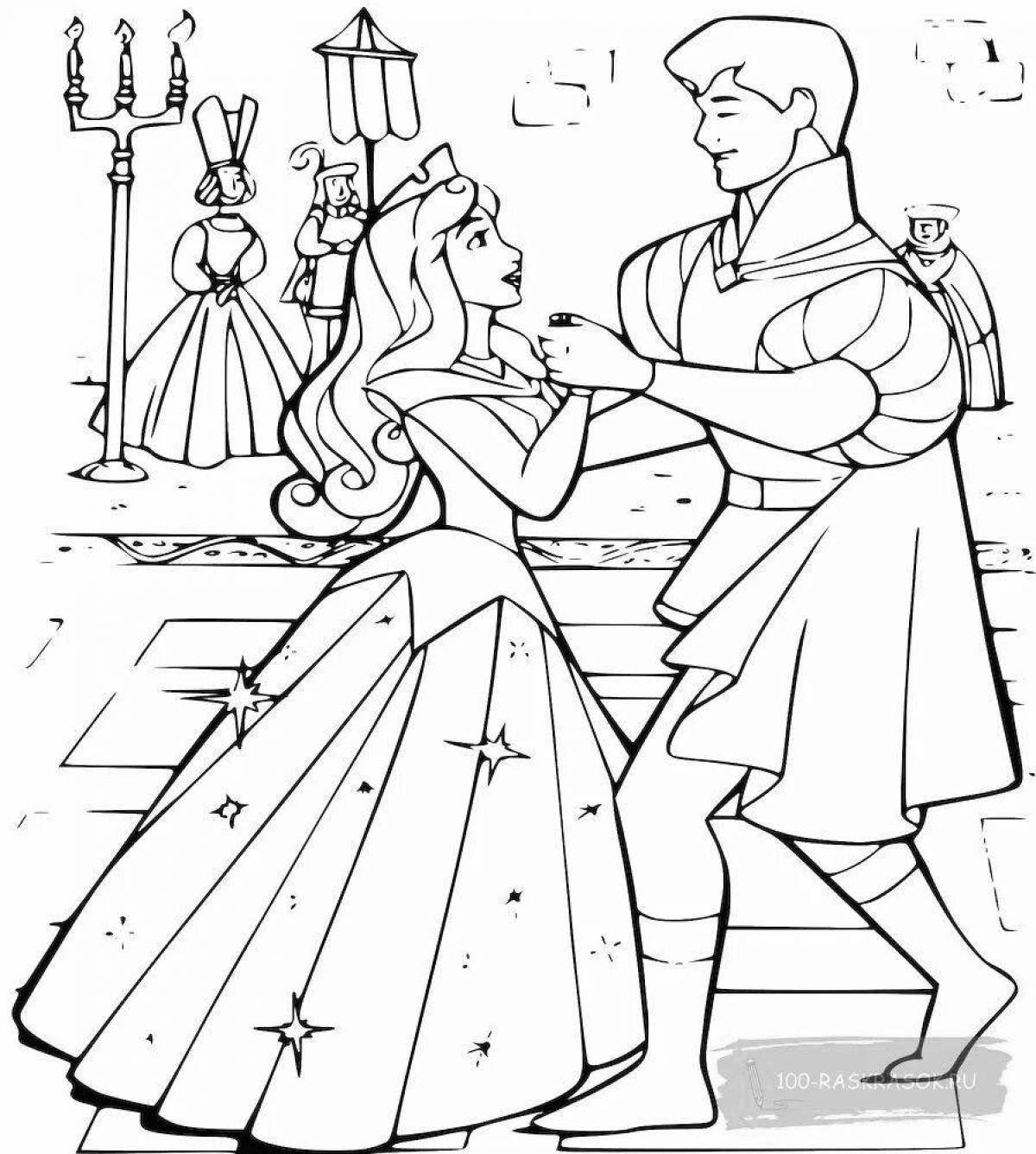 Coloring page gorgeous princess at the ball