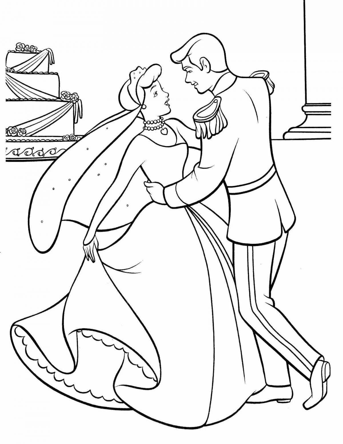 Coloring page exquisite princess at the ball