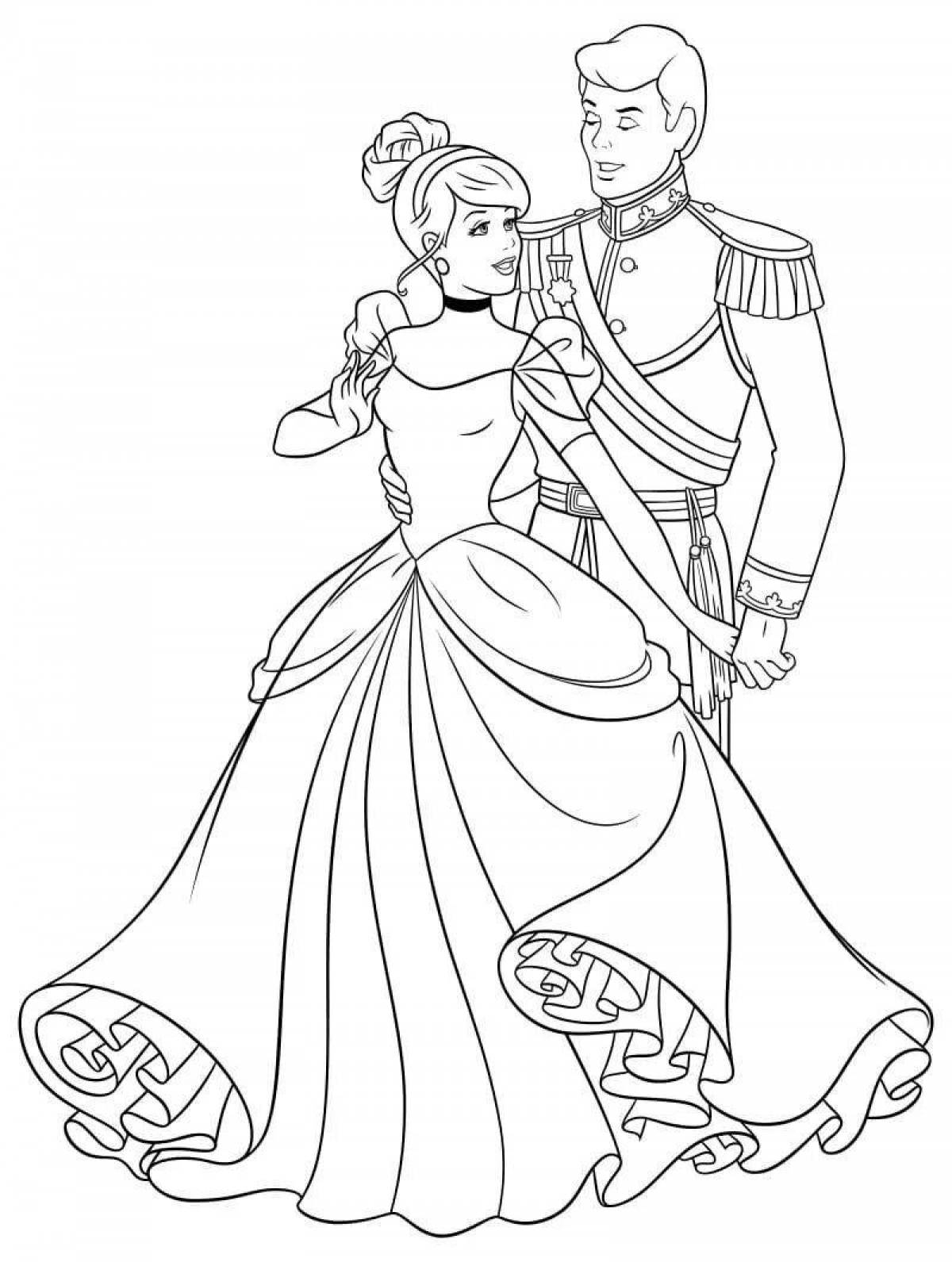 Coloring page amazing princess at the ball