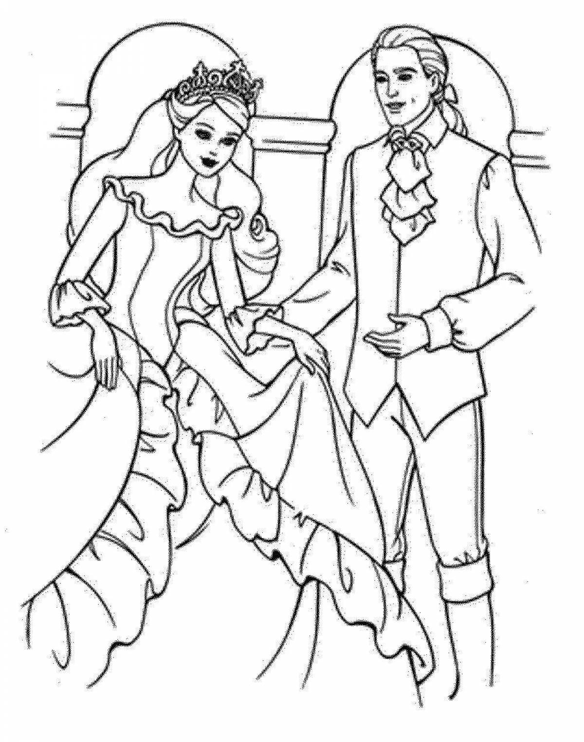 Coloring page graceful princess at the ball