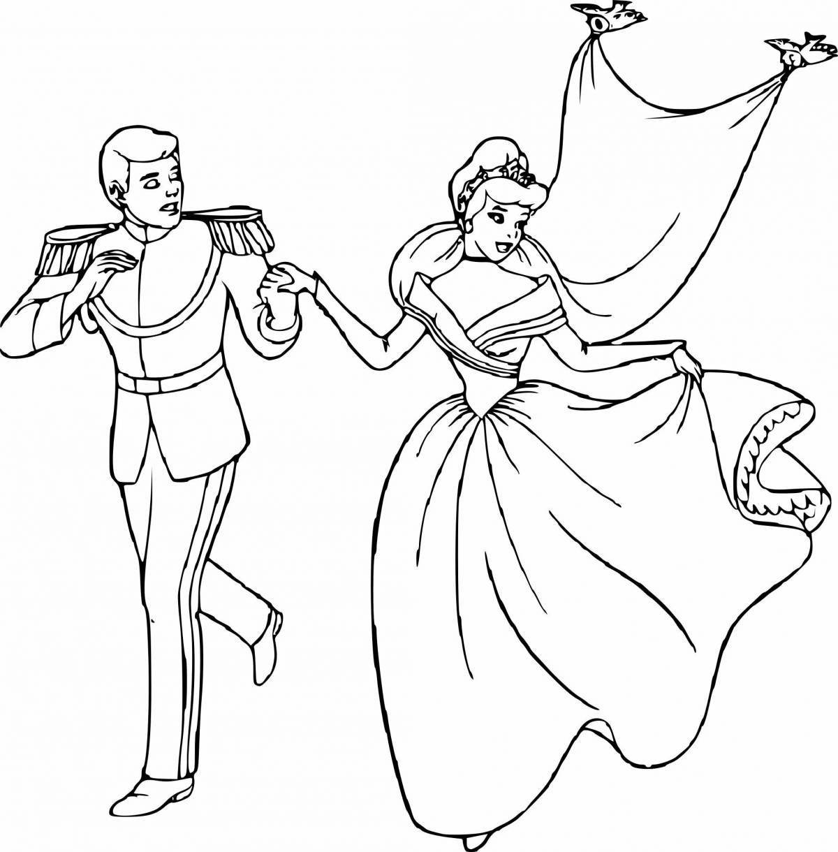 Coloring page royal princess at the ball