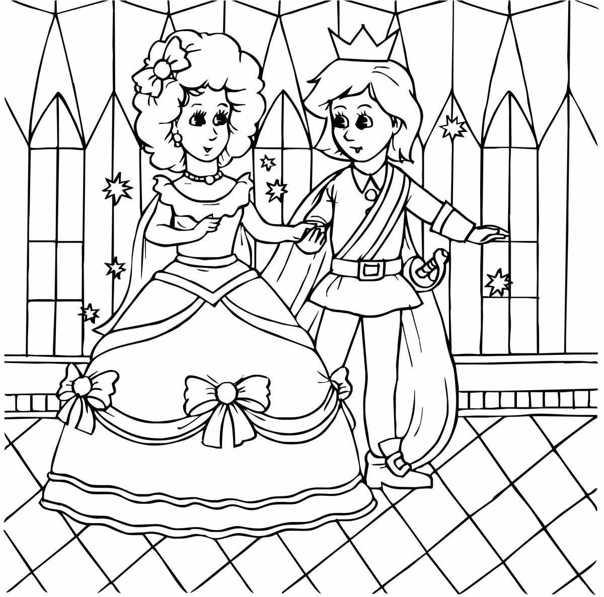 Coloring page joyful princess at the ball