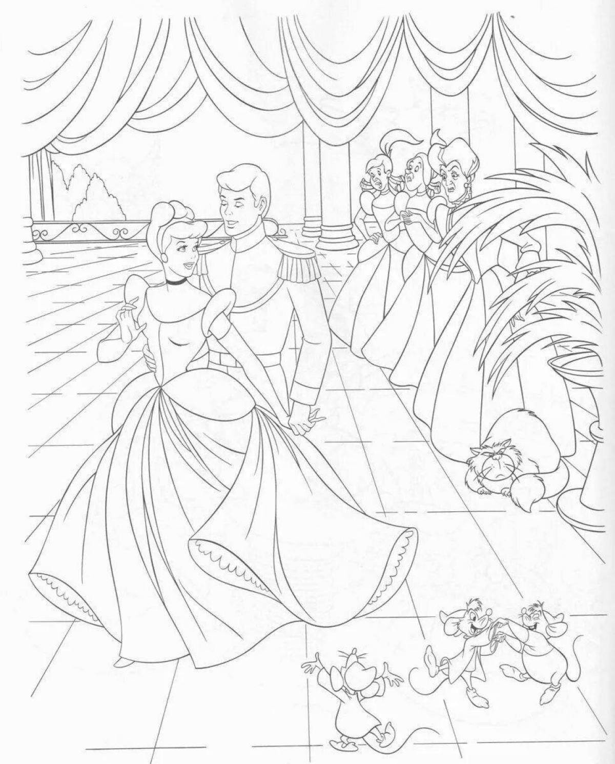 Coloring page shiny princess at the ball