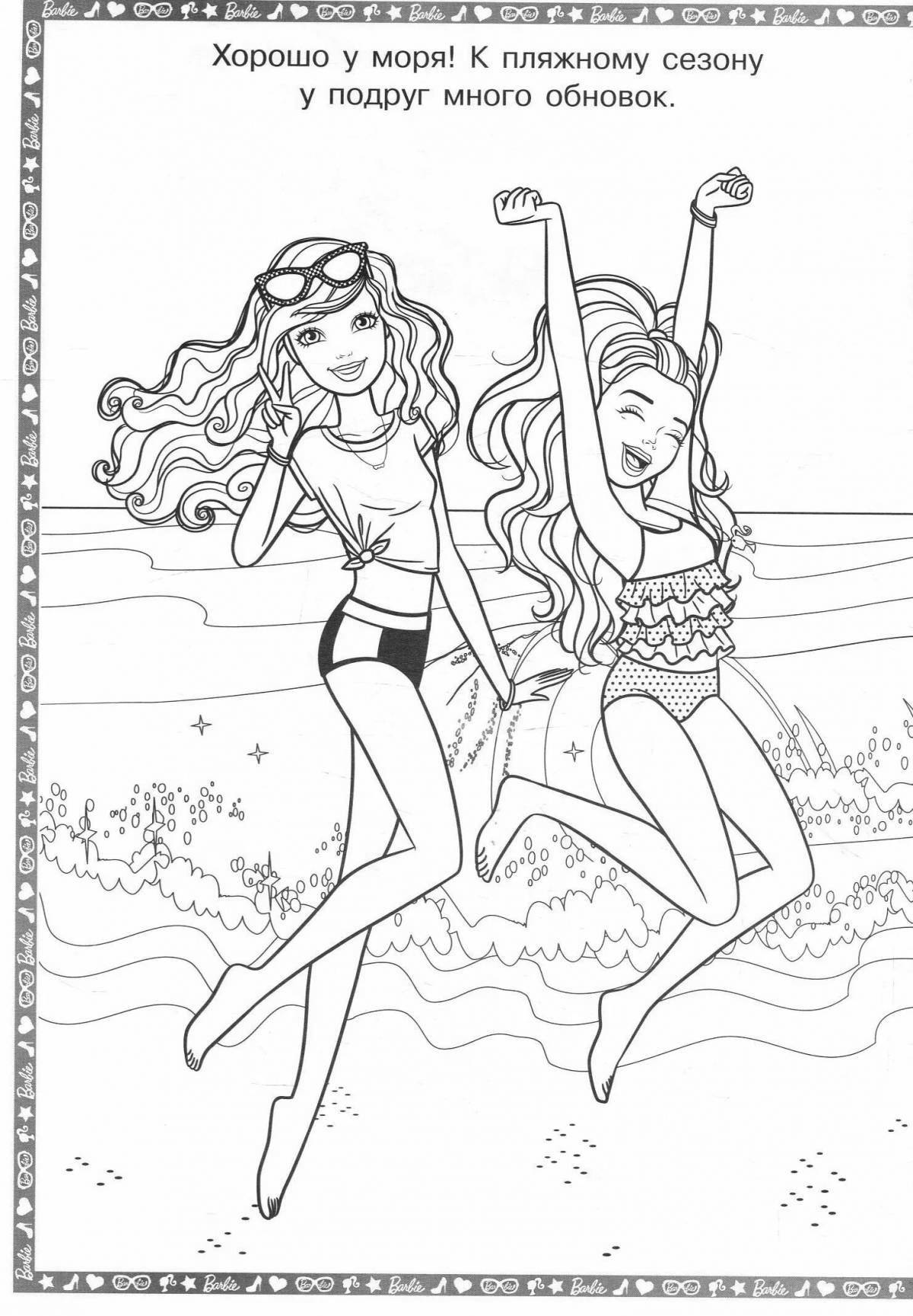 Gorgeous barbie in the sea coloring page