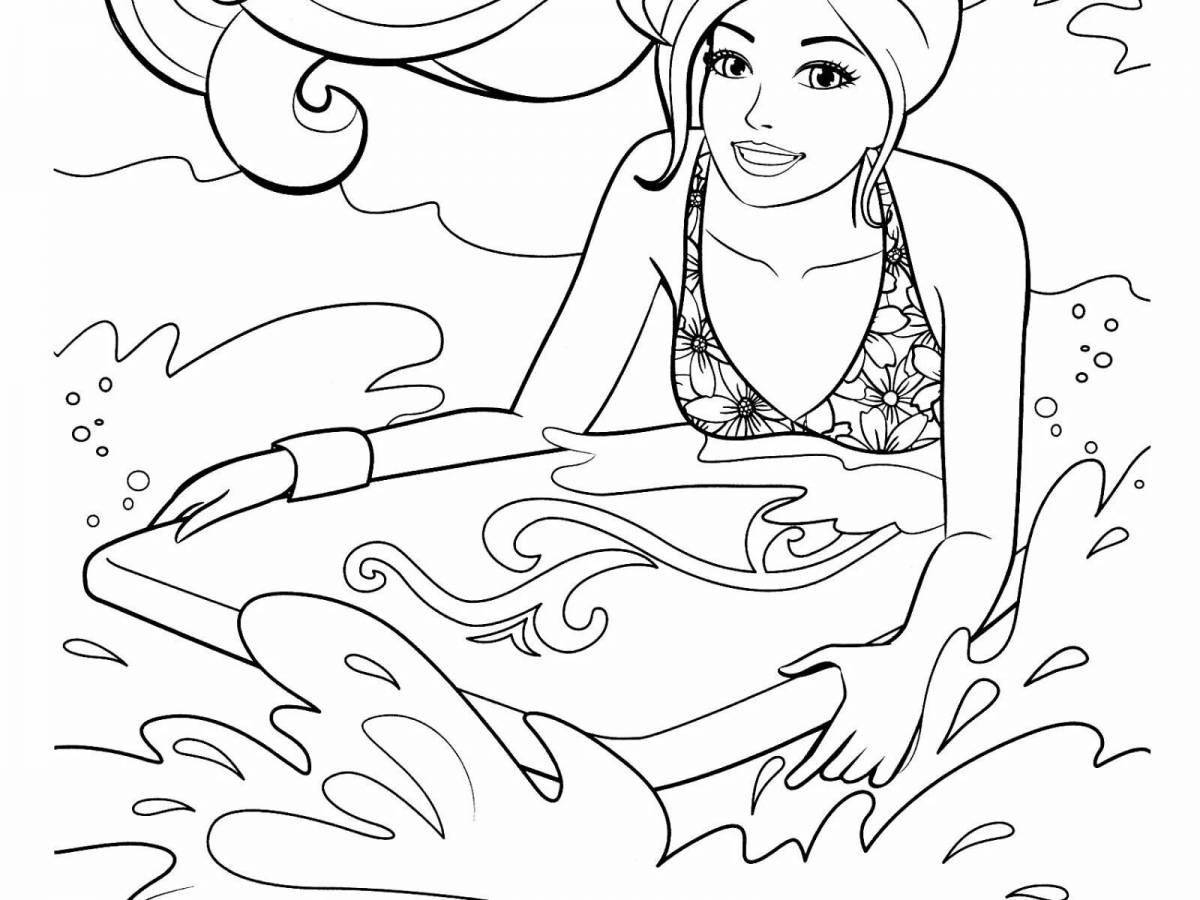 Blessed barbie in the sea coloring page