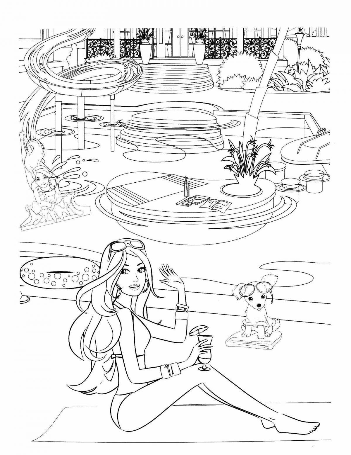 Fancy barbie in the sea coloring page