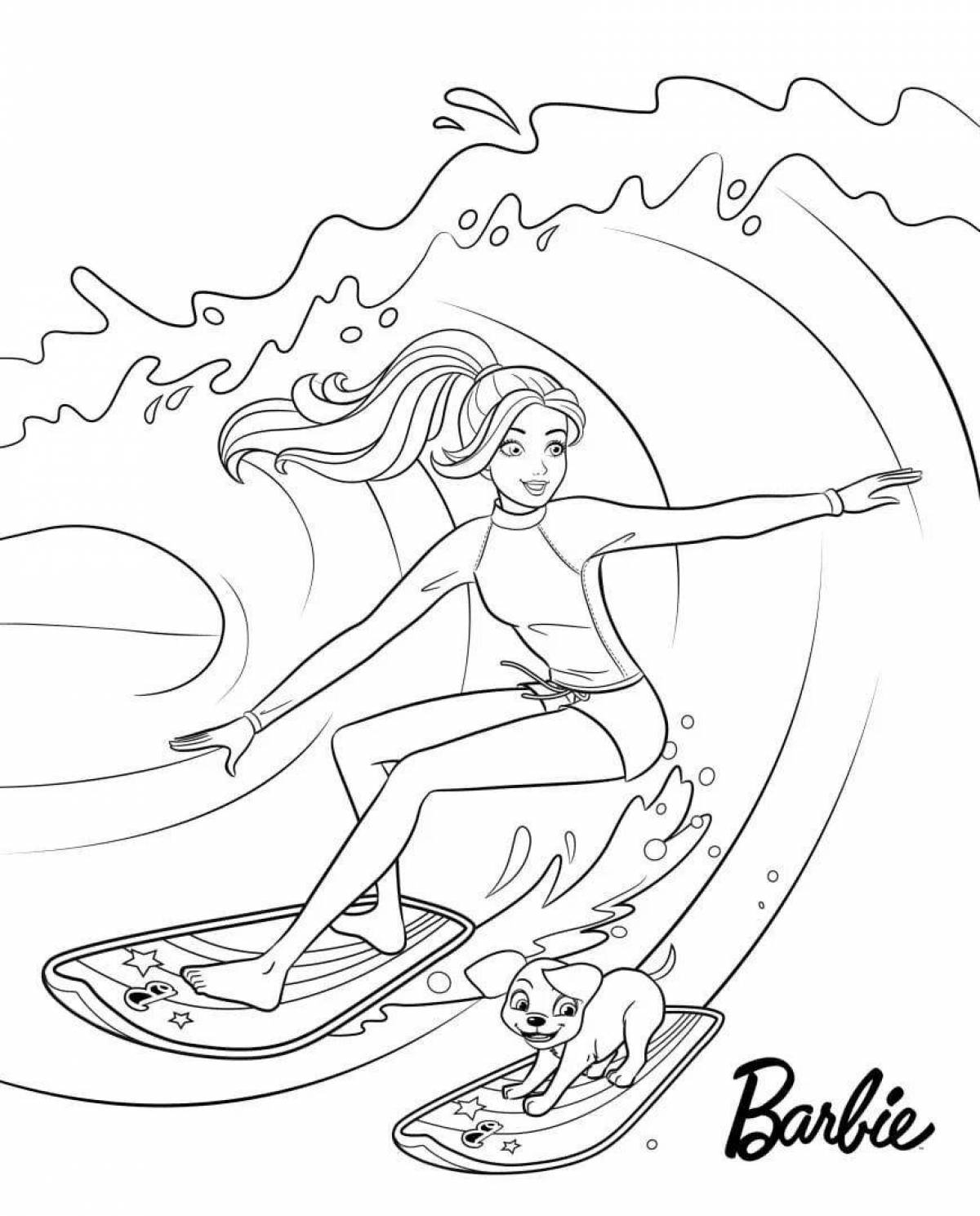 Adorable barbie in the sea coloring page