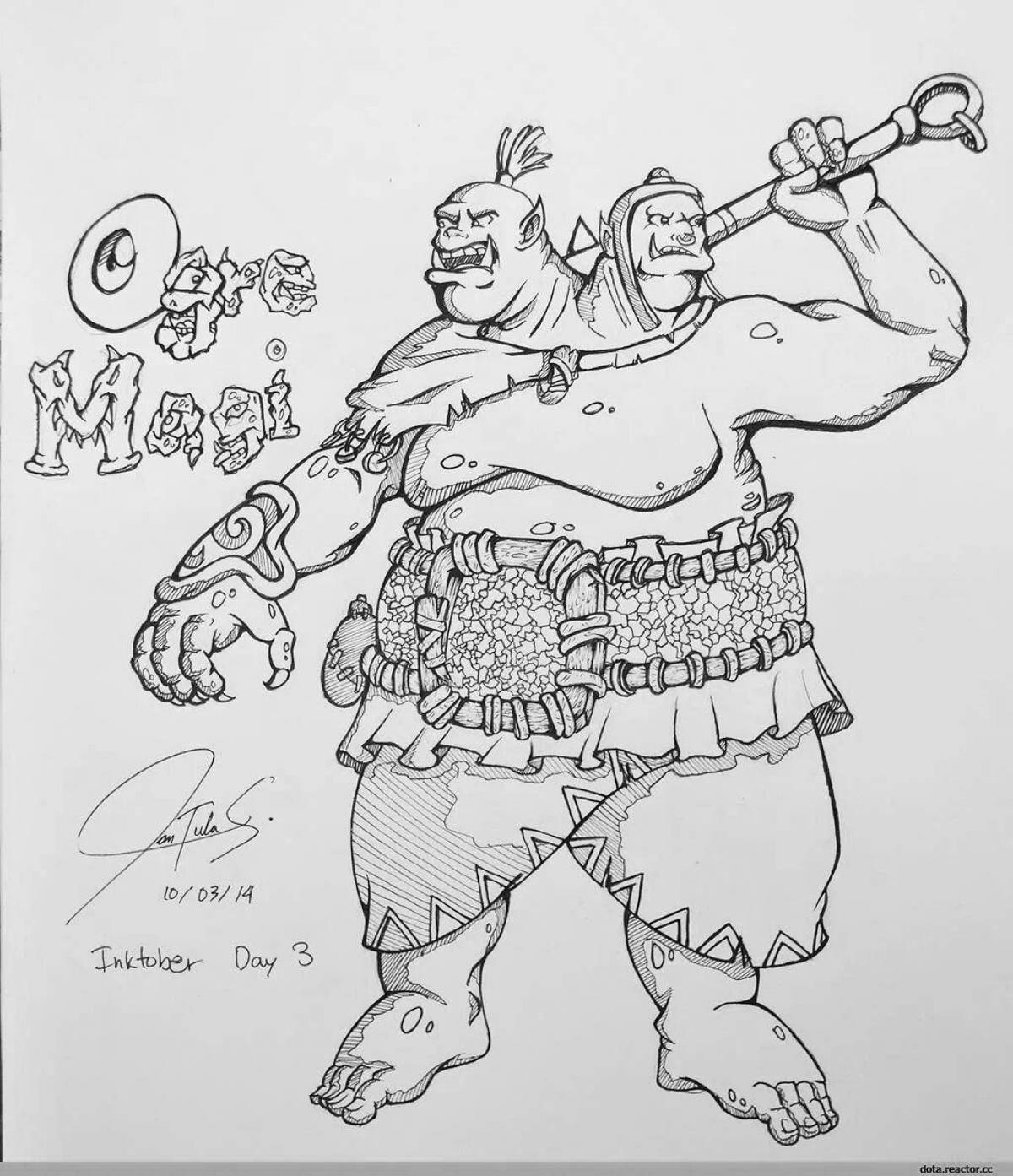 Playful dota 2 pudge coloring page