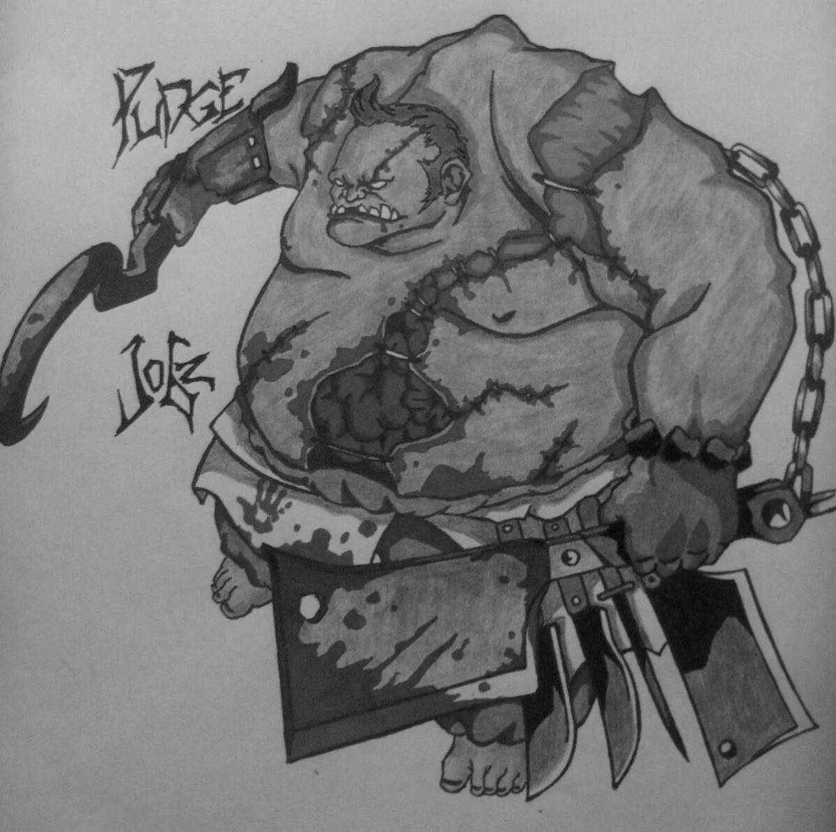 Очаровательная раскраска pudge dota 2