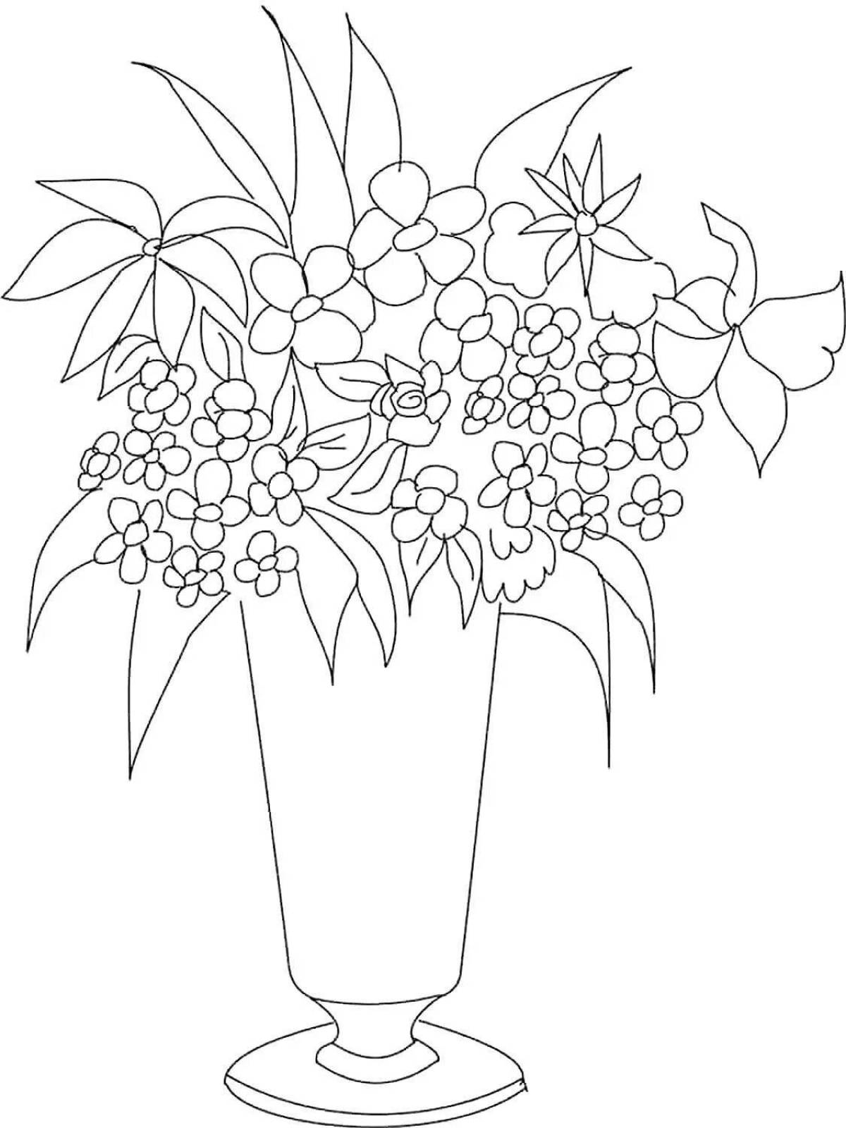 Charming coloring flower in a vase