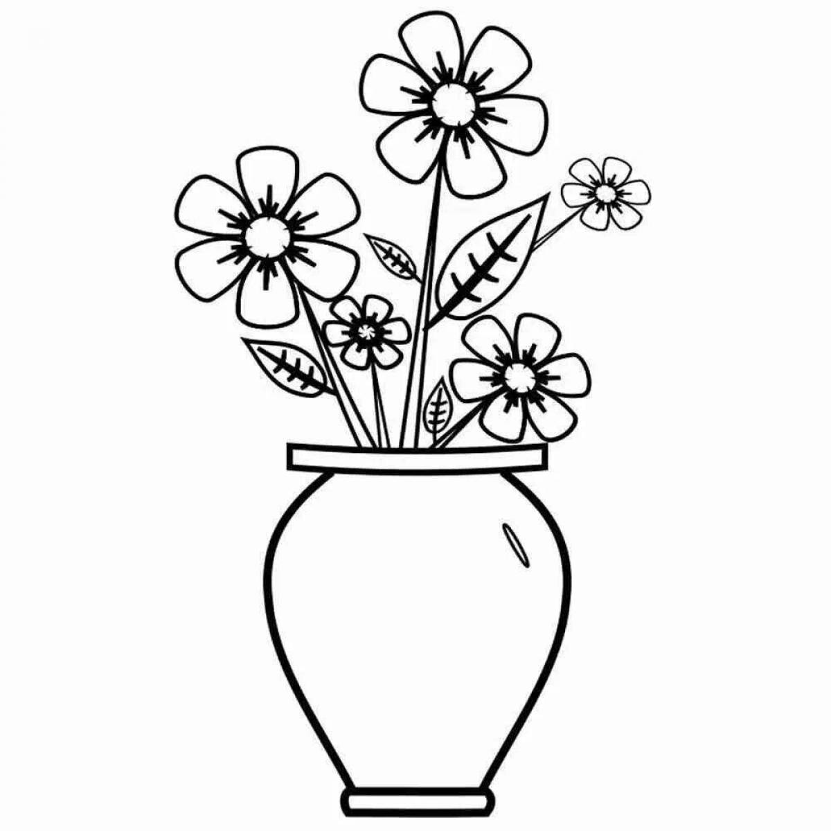 Cute coloring flower in a vase