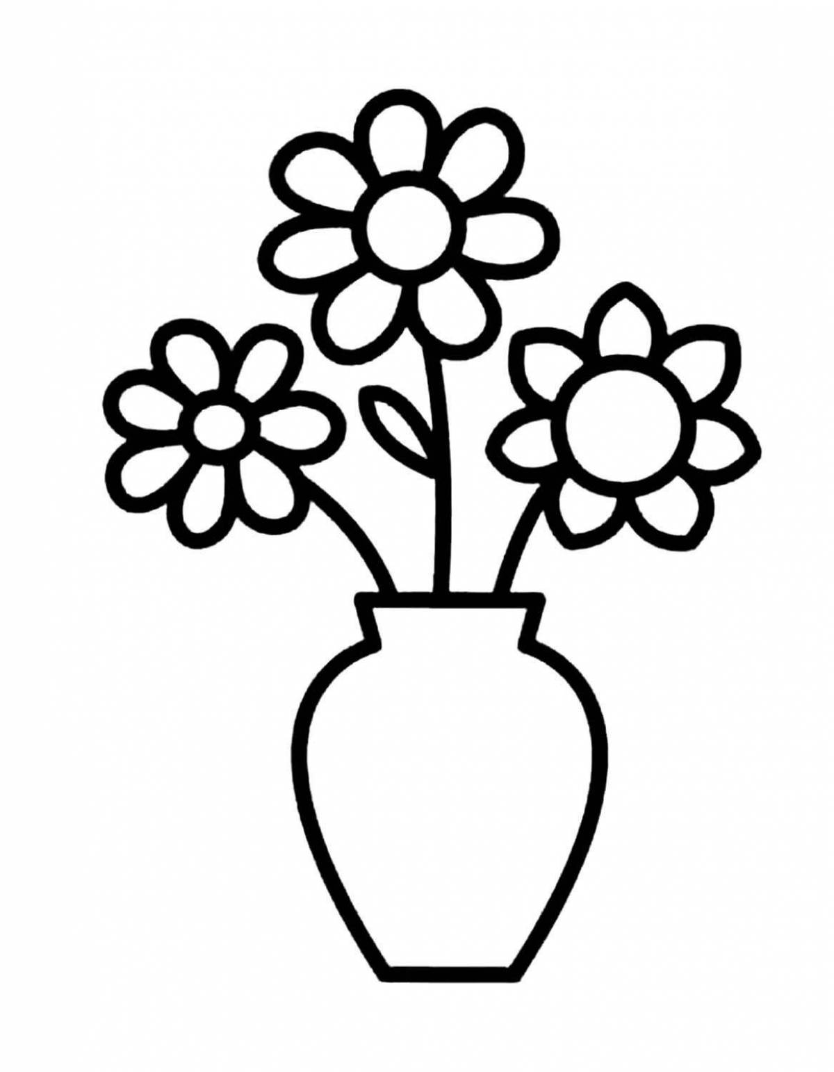 Grand coloring page flower in a vase