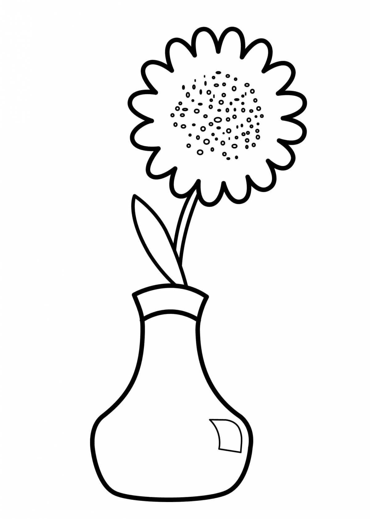 Coloring page exalted flower in a vase