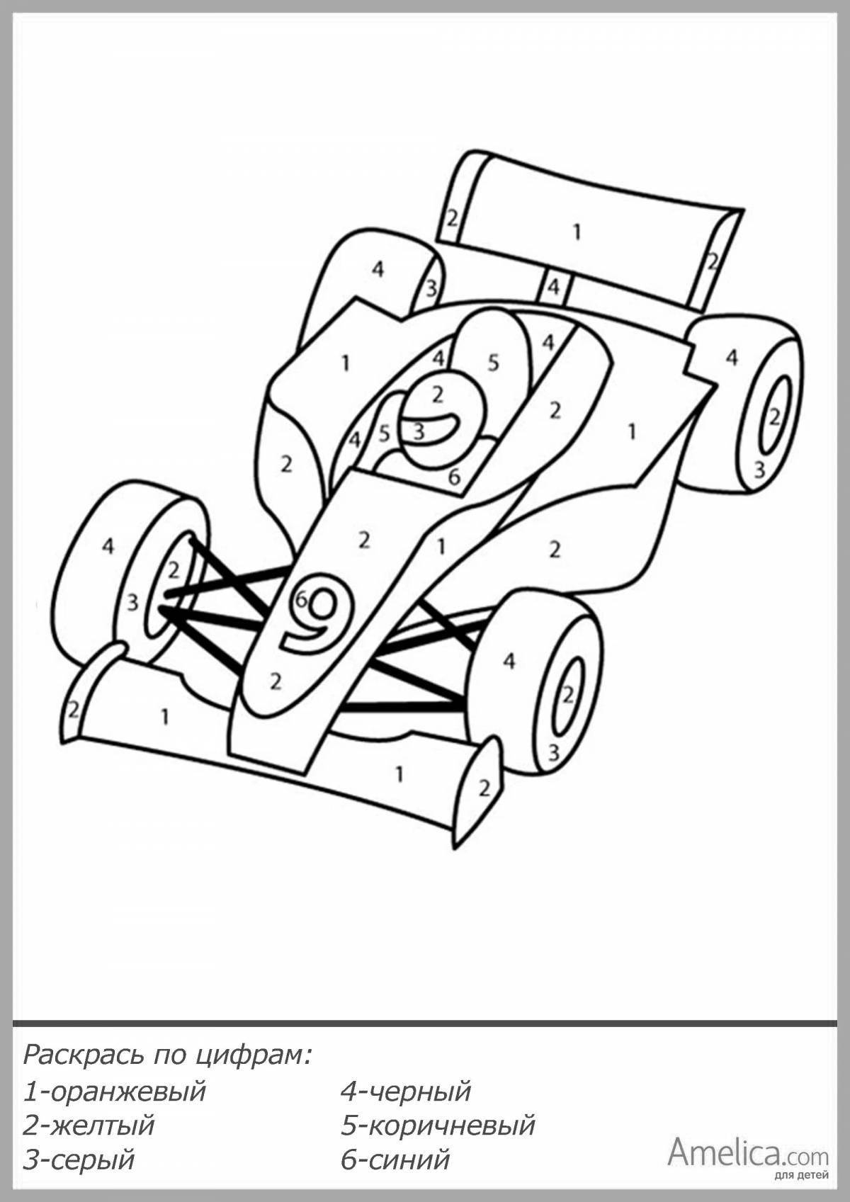 Entertaining car coloring by numbers