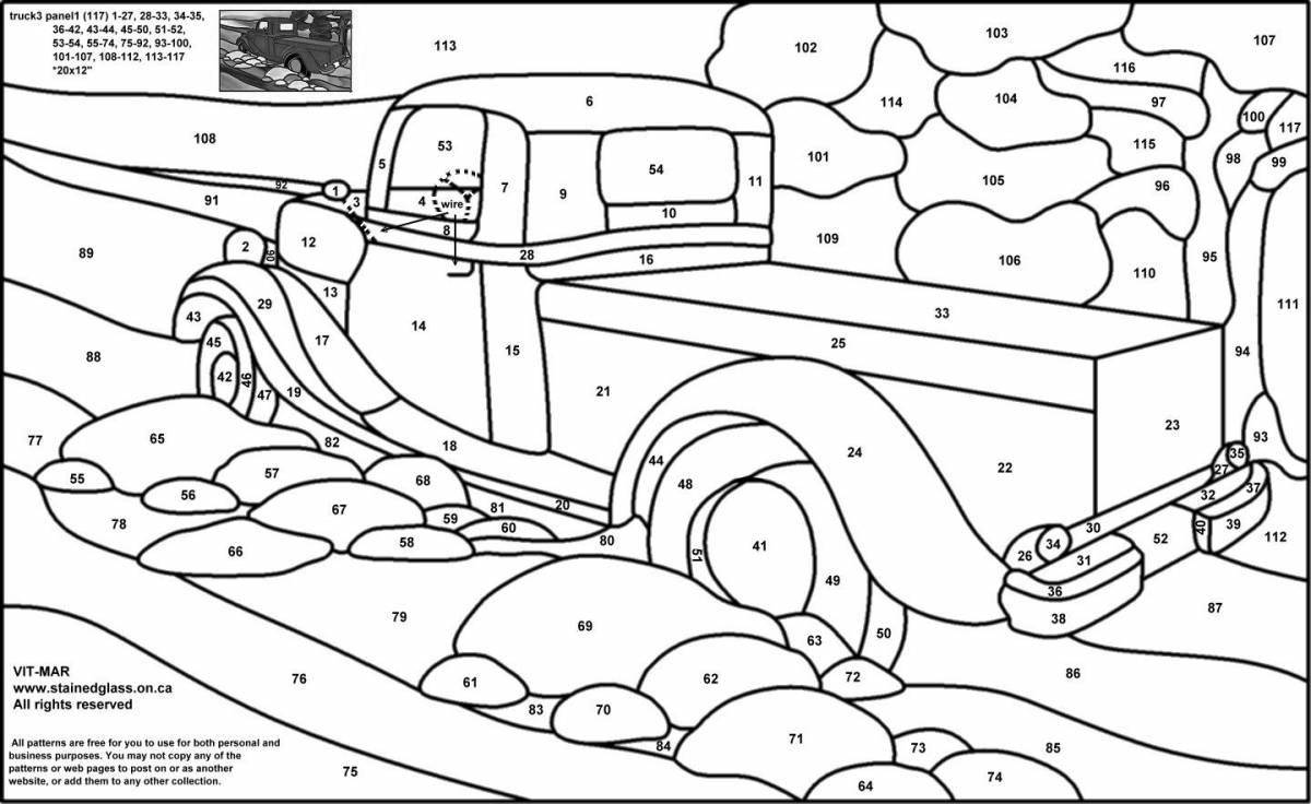 Magic car coloring by numbers