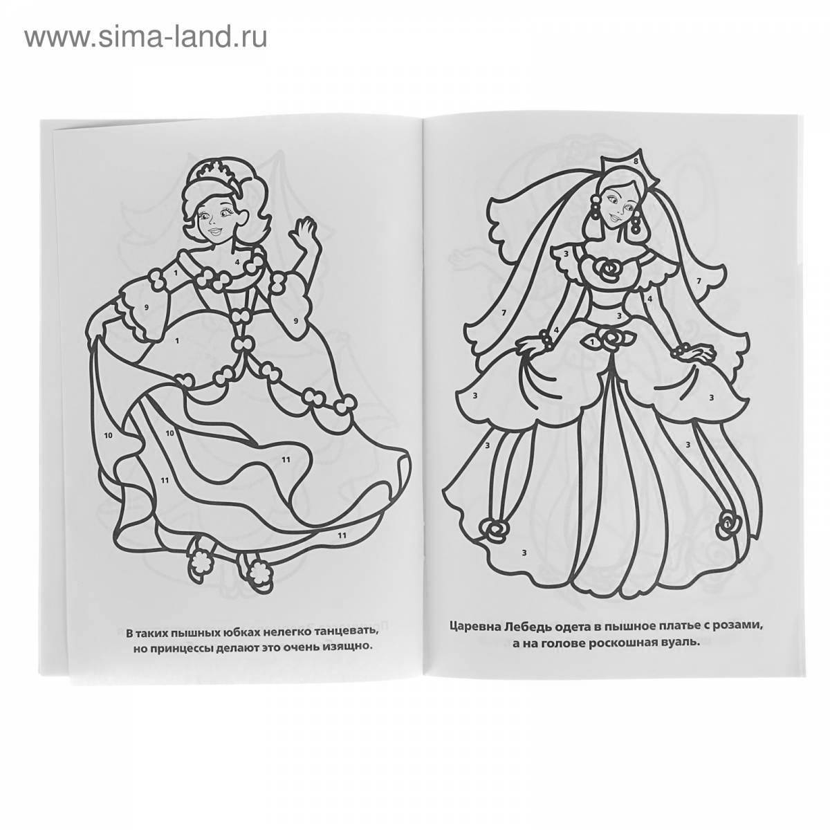 Charming princess number coloring page