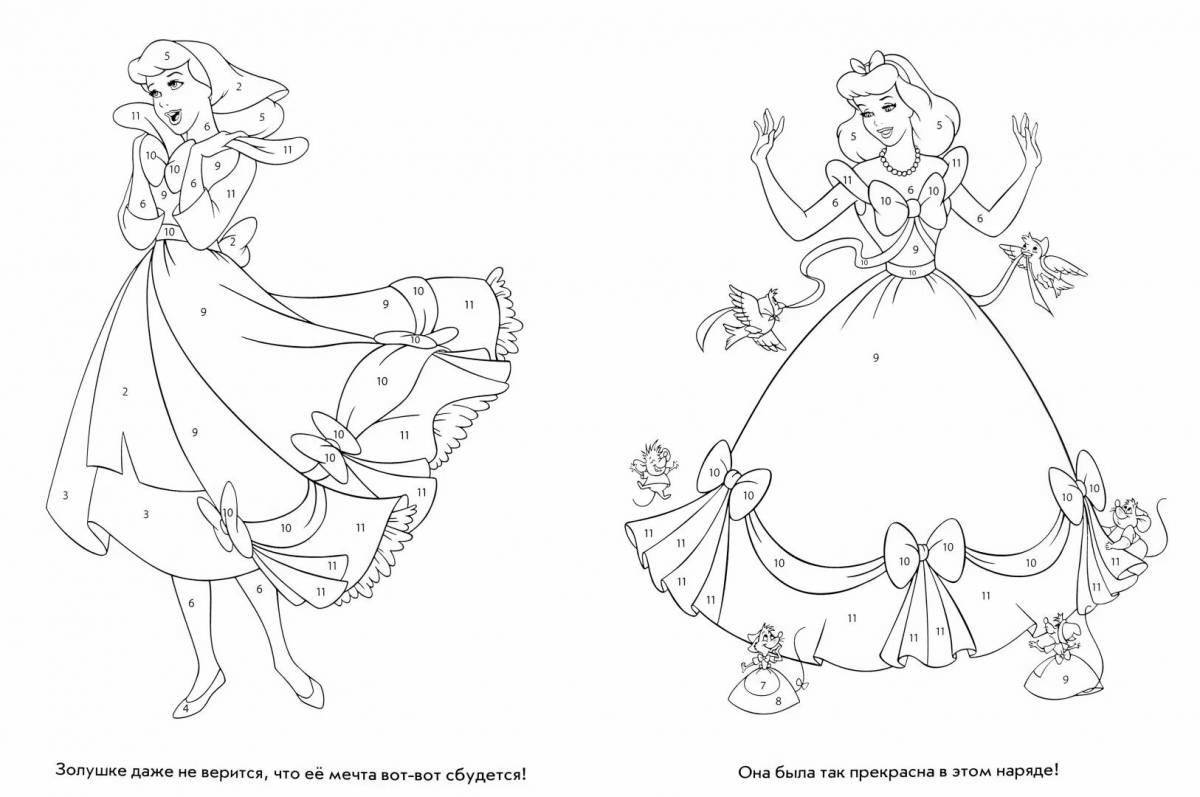 Coloring book with awesome princess numbers