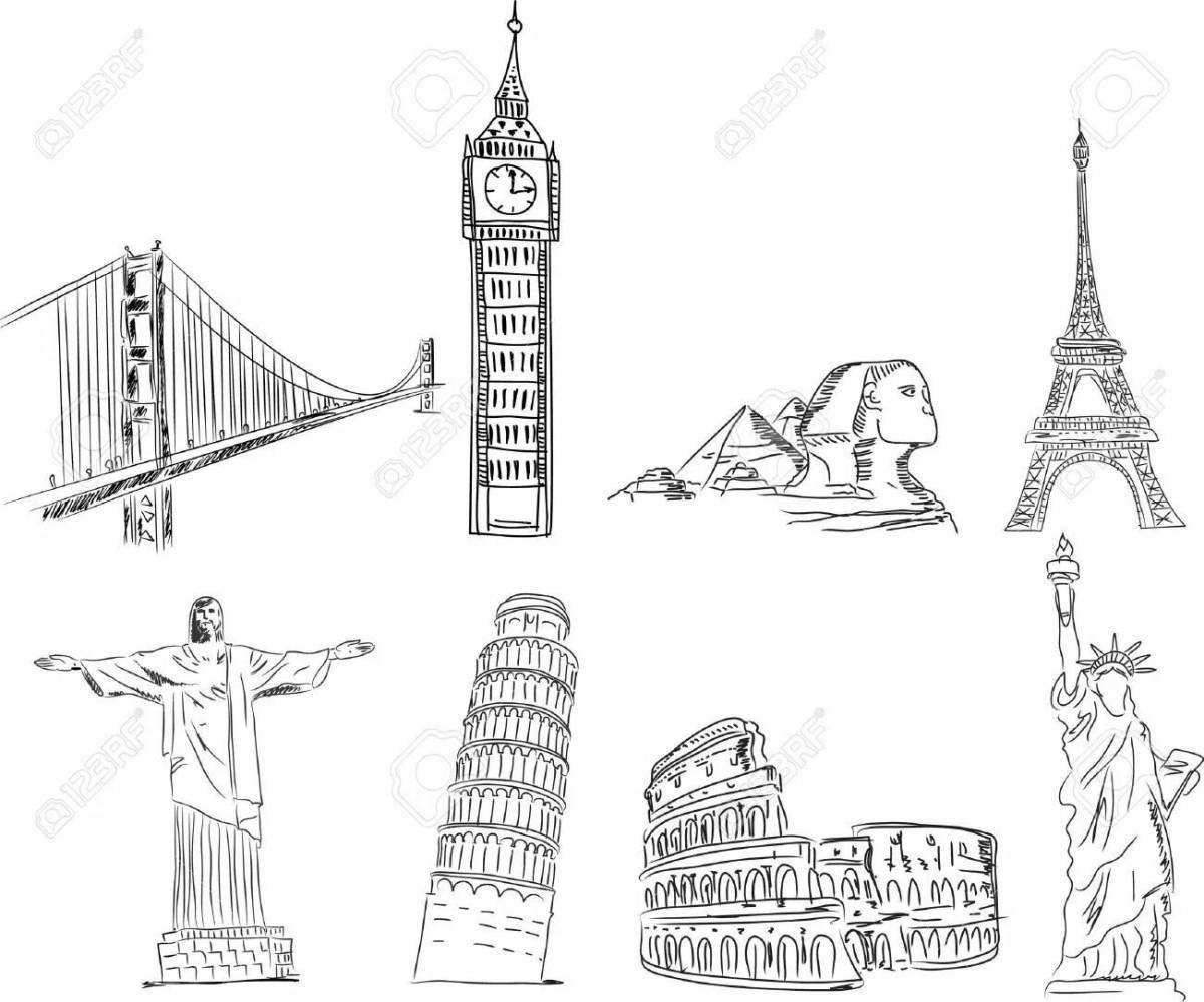 Brilliant coloring page 7 wonders of the world