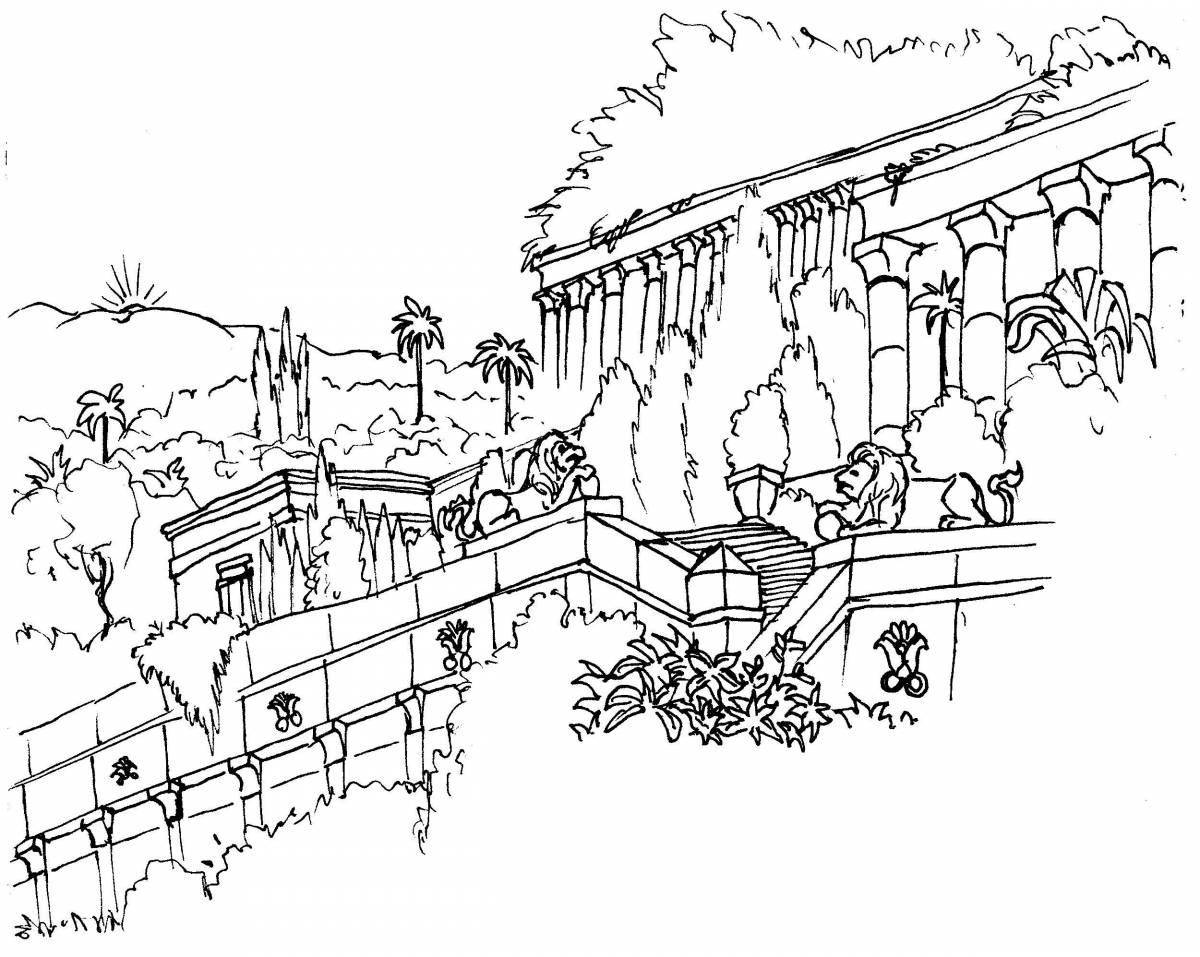 Charming coloring page 7 wonders of the world