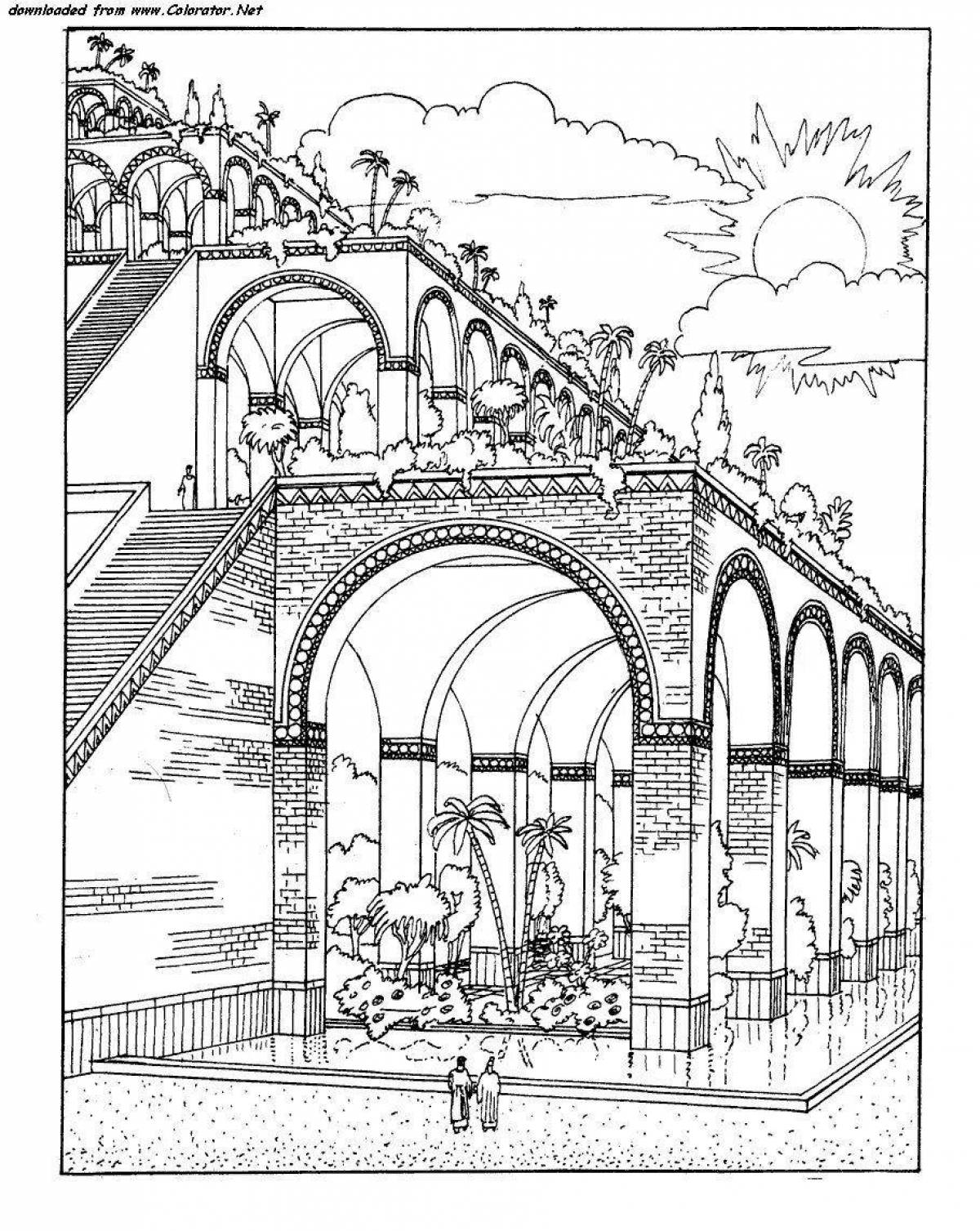 Luxury coloring page 7 wonders of the world
